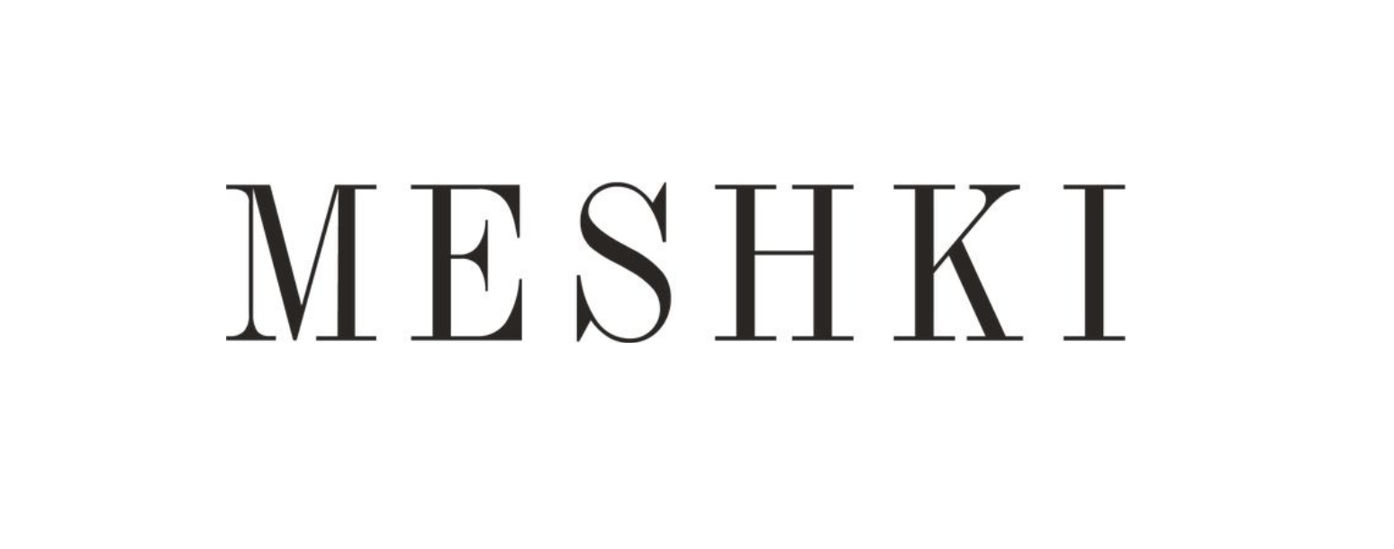 The word MESHKI in black capital letters on a white background.