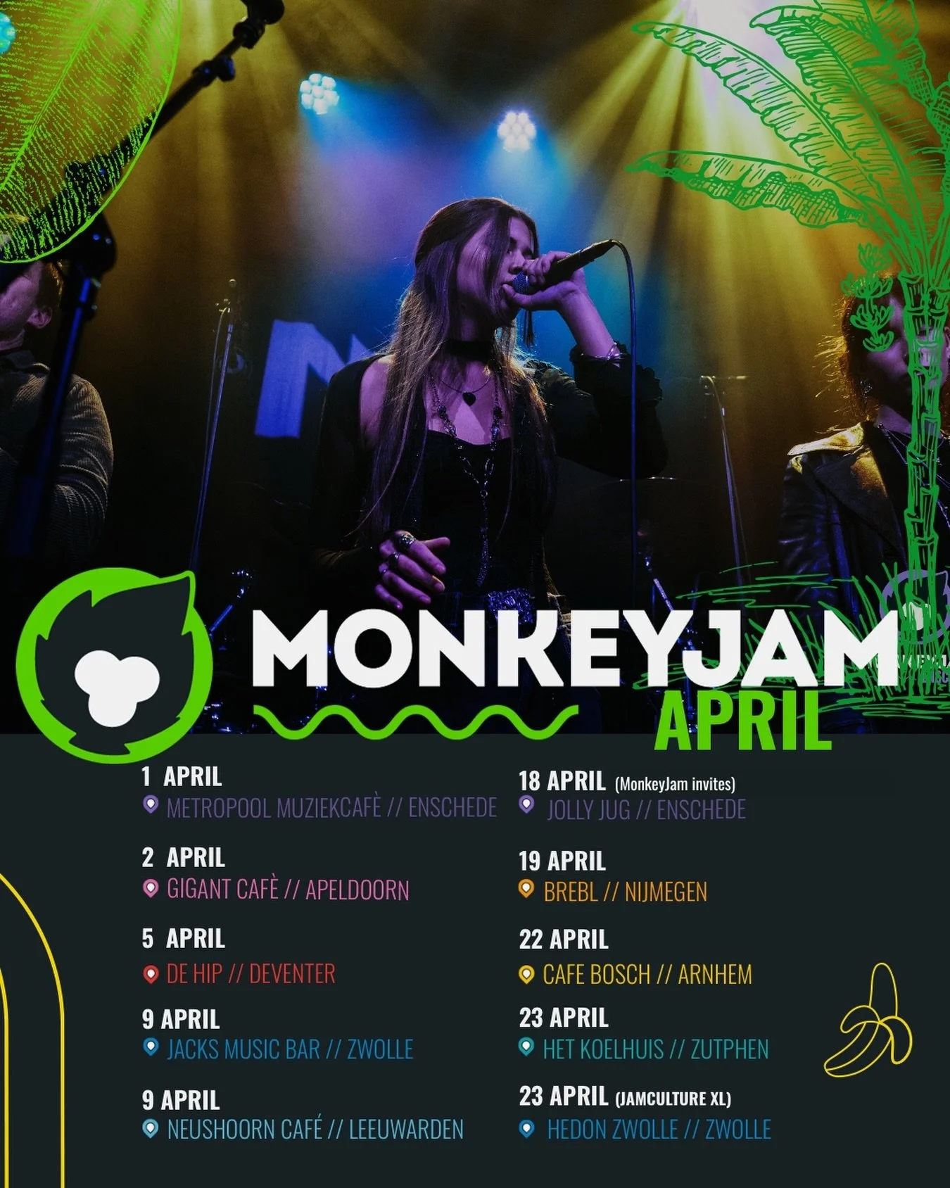 MonkeyJam April 🌸
 🌿 De lente is begonnen en dat betekent: meer licht, meer energie en vooral meer muziek!
 April is d&eacute; maand om weer samen te komen, te spelen en te genieten van elkaars creativiteit. Geen poespas, gewoon lekker muziek maken