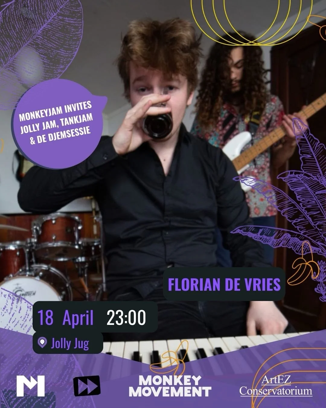 🎵🐵 MonkeyJam invites @ Booster Festival 🎵

Tijdens Booster Festival organiseren we een speciale editie van MonkeyJam: MonkeyJam invites! Deze avond staat helemaal in het teken van unieke samenwerking en verrassende muzikale ontmoetingen. We presen