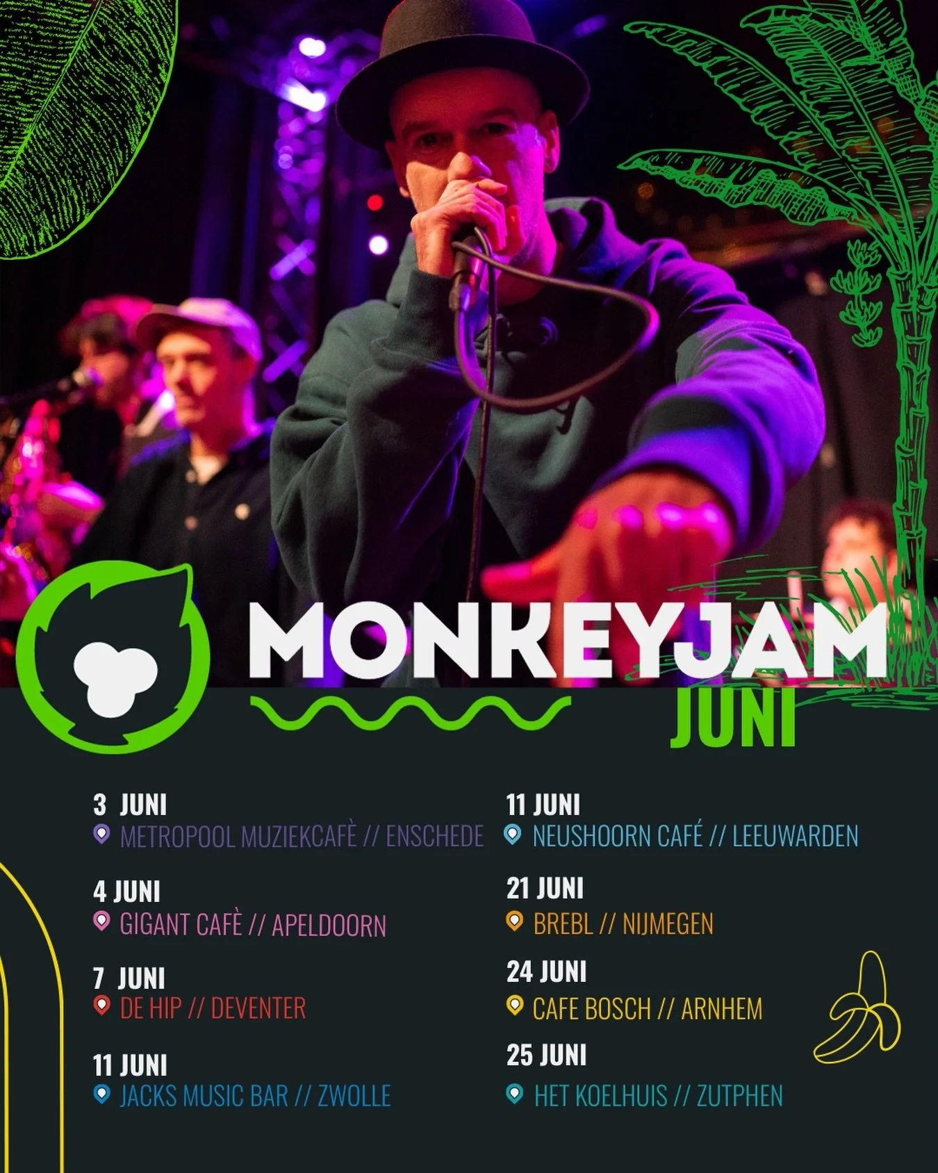 🌞 MonkeyJam Juni &ndash; Laat de zomer alvast klinken! 🌞

Juni is de maand van warme vibes, zonnige klanken en de laatste MonkeyJams voor de zomerstop! ☀️
De zomer staat voor de deur en dat vieren we met een overvloed aan live muziek, improvisatie 