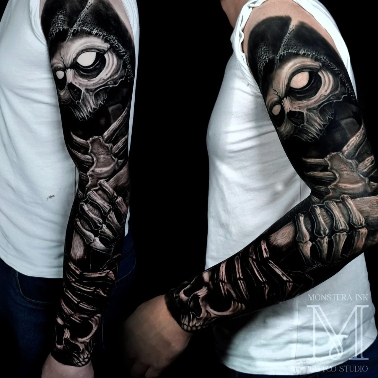 Black and Grey Rücken Tattoo in Köln