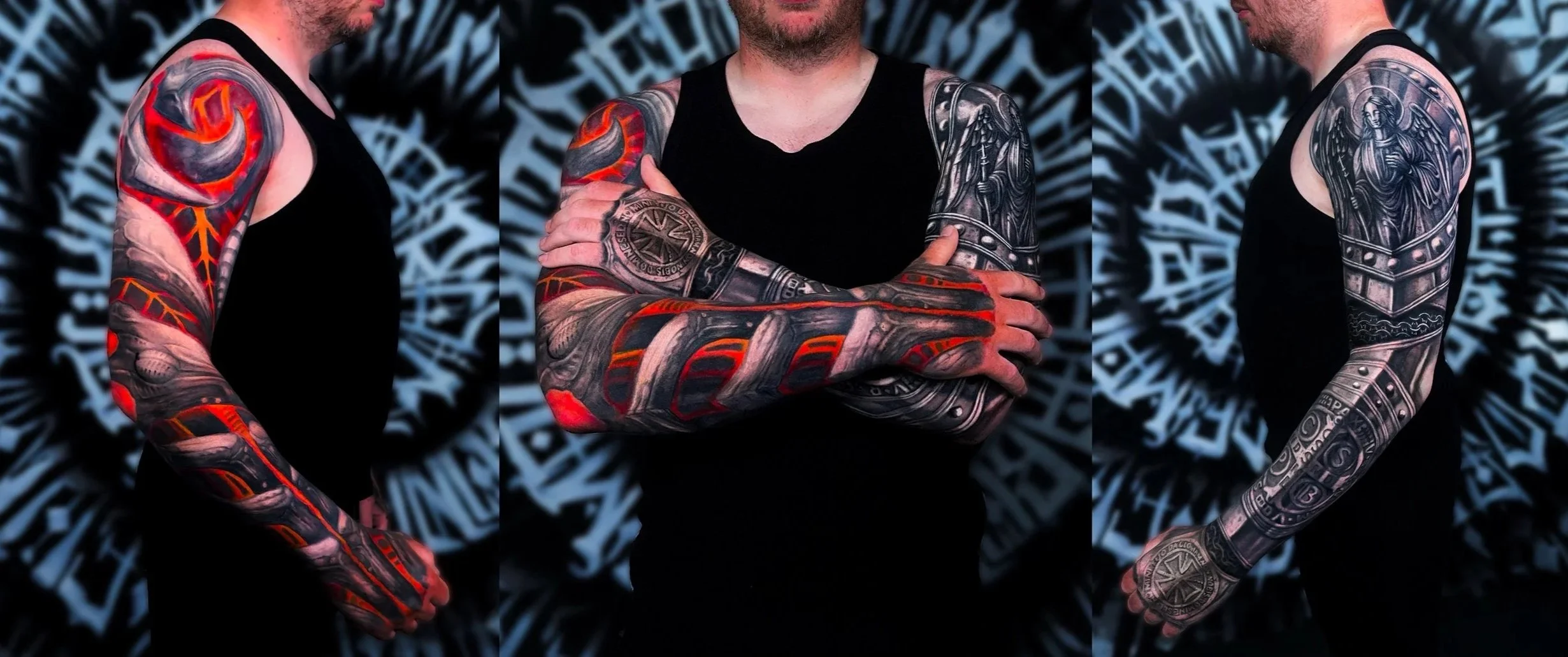 Three black and grey realism sleeves by Yordanov Arts, an English-speaking tattoo artist in Cologne