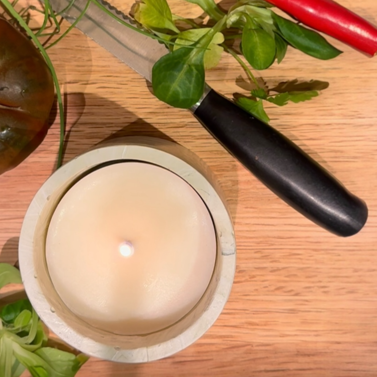 handmade refillable candle for the kitchen