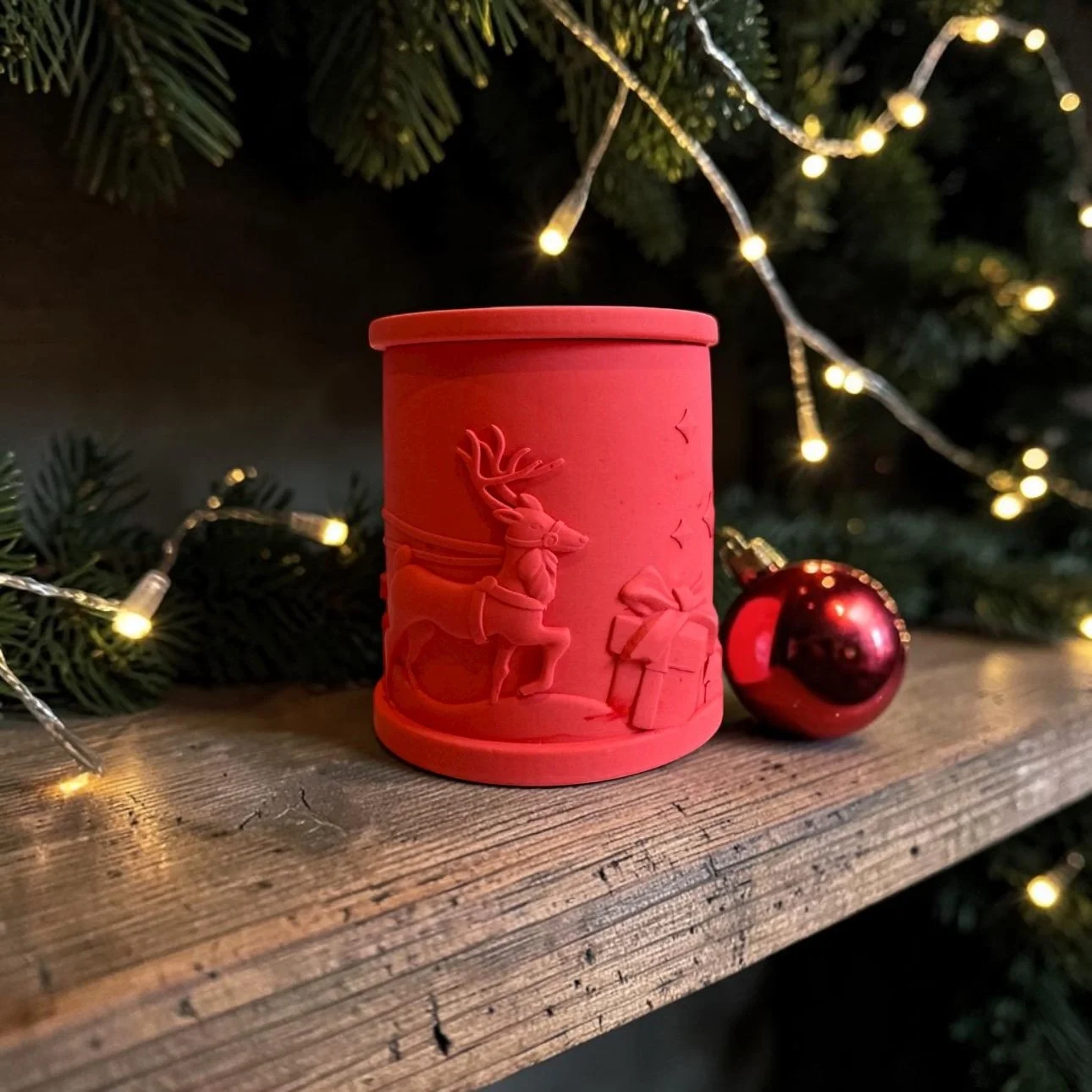 Santa's Sleigh Refillable Christmas Candle