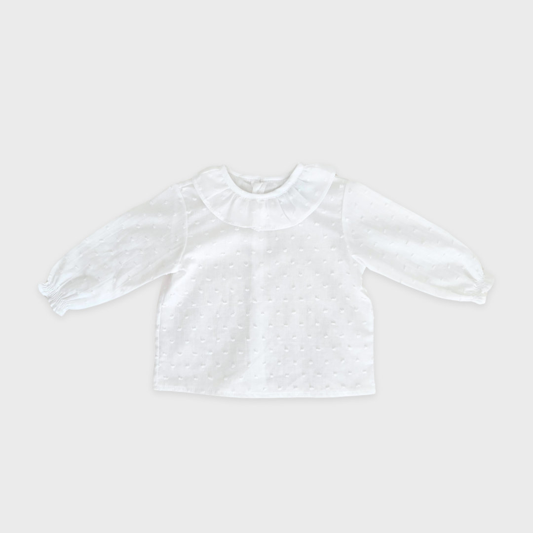 Dot Ruffle Collar Top- Front.png