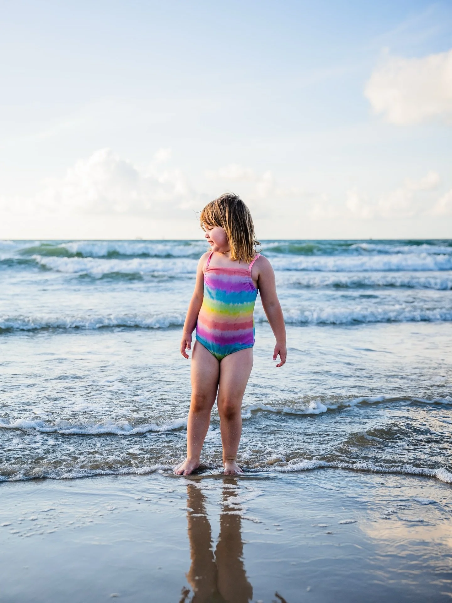 My Little Mermaid,

This weekend was a vacation to the beach! You got to see your Grandmommy and Pawpaw, cousins, aunts and uncles, and made so many friends at the pool.
You collected seashells, went for a morning walk on the beach, SURFED, and brave