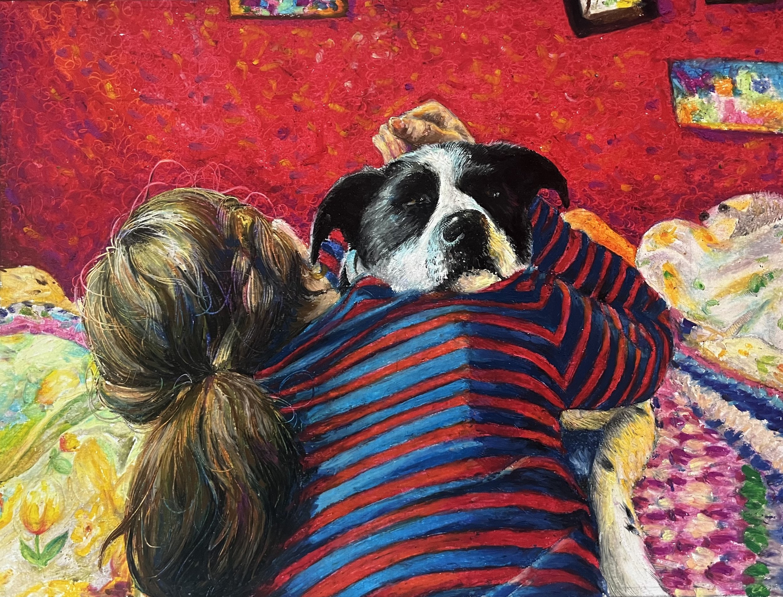 'Comfort' Oil pastels on mixed media paper