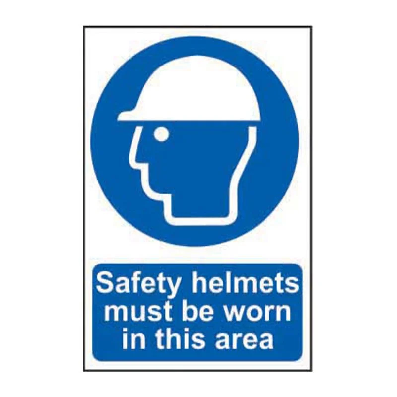 Sign indicating safety helmets must be worn in this area.