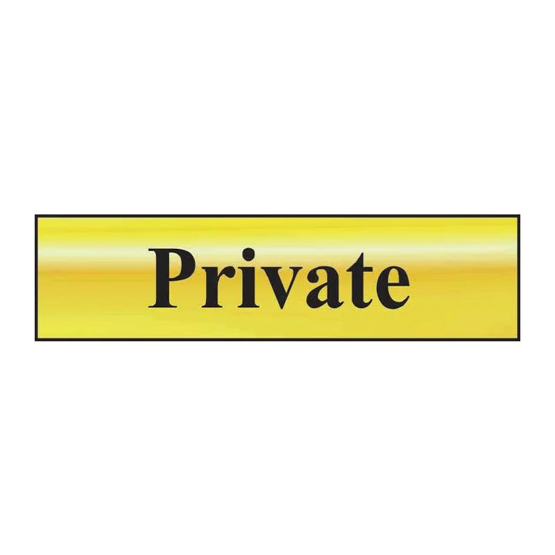 Yellow rectangular sign with the word 'Private' in bold black letters.