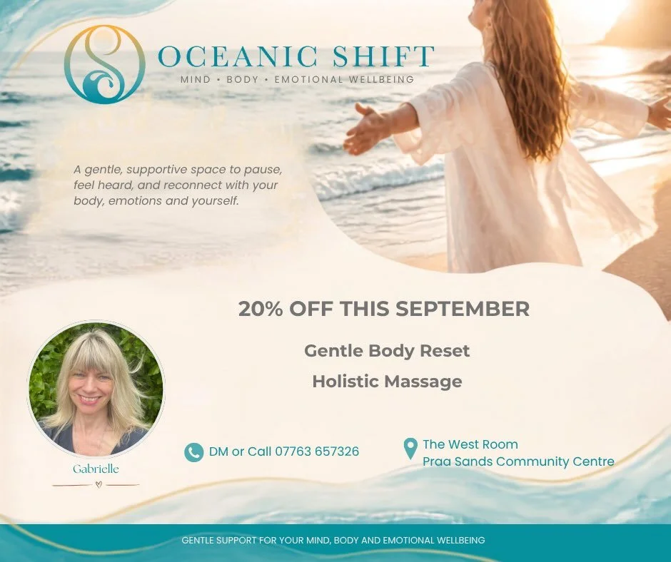**20% OFF THE GENTLE BODY RESET THIS SEPTEMBER 🌊**

Sometimes your body just needs a chance to slow down.

The Gentle Body Reset is a gentle, hands-on treatment, carried out fully clothed, designed to help release tension held in the body and suppor