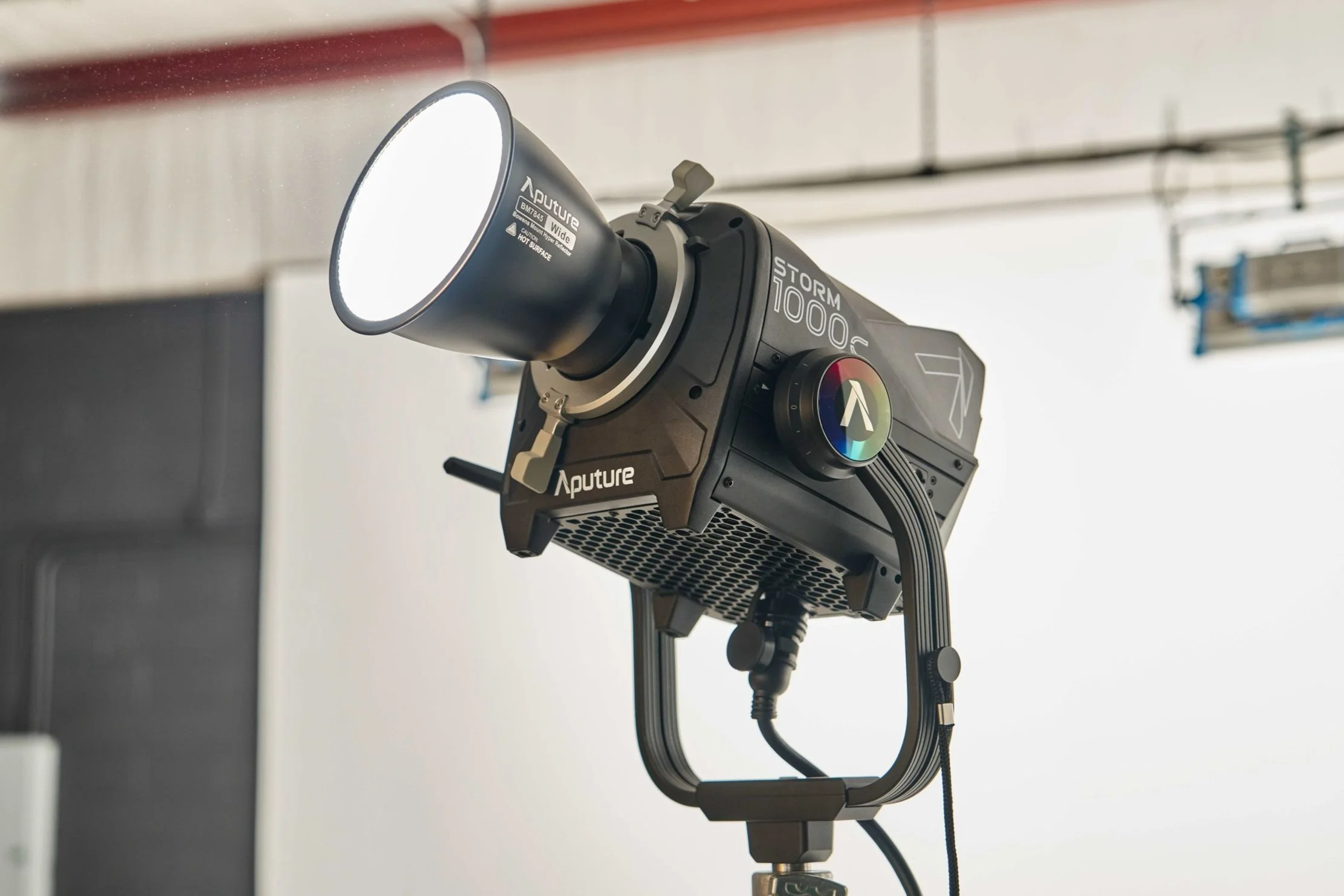 Professional Aputure Storm 1000c LED light setup at Go Bold Studio in Casselberry, FL, available for high-end Orlando commercial cinematography and photo productions.