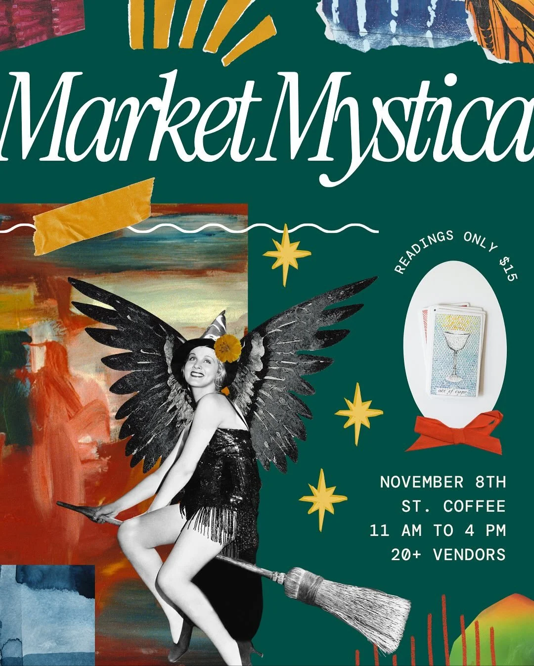 Fall weather is finally here which means it&rsquo;s time to carry a latte around and dilly-dally with your best friends while perusing vintage, handmade crafts, art, and treating yourselves to a lil quickie tarot reading ✨😉

Come see me this Saturda