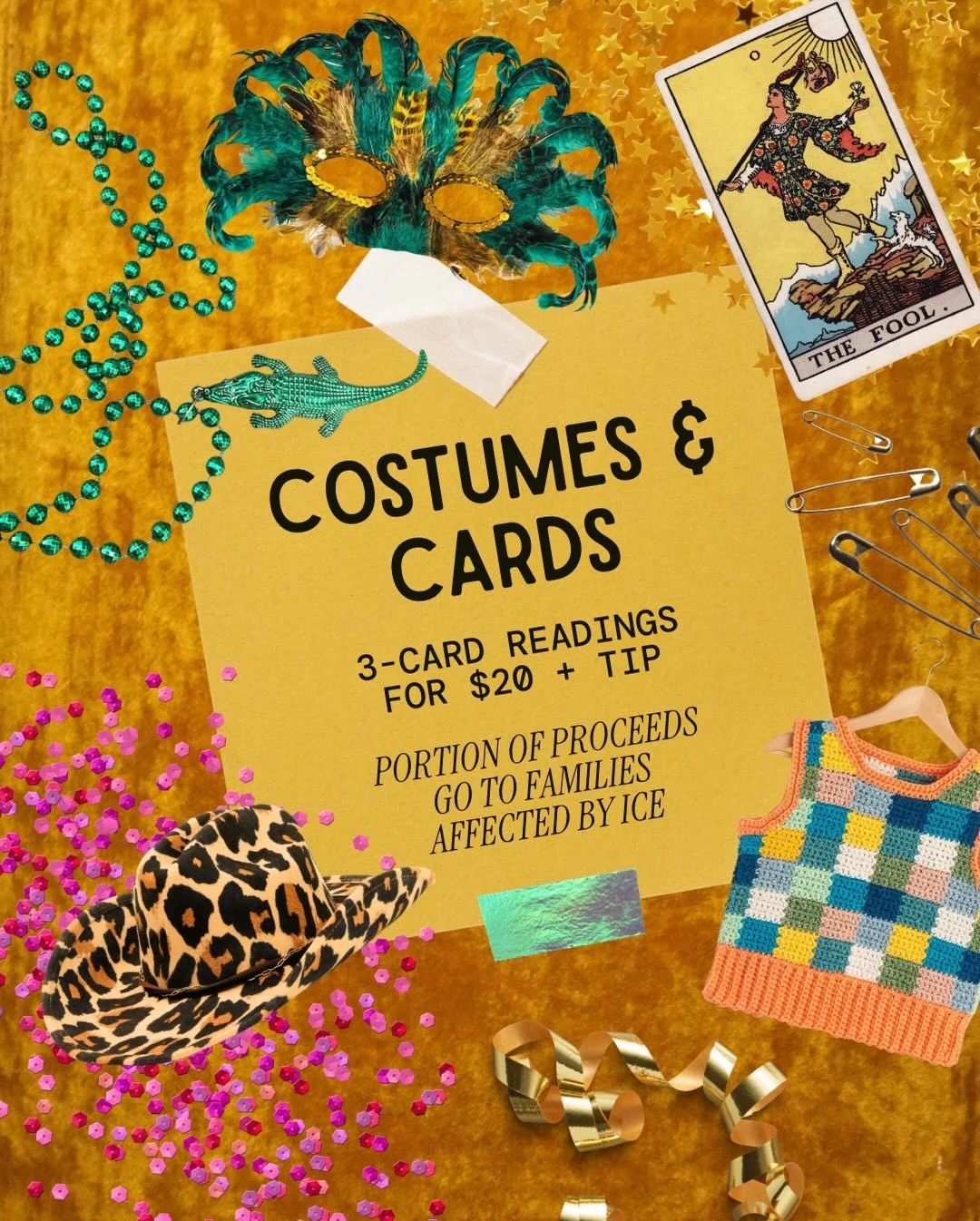Come out for a good cause! Today from 10-2 PM @bandithaircompany! We&rsquo;ve got all costuming needs and I&rsquo;ll be helping you unpack what goodness 2026 has in store ✨💫

#nolamarkets #nolaweekend #mardigrasmarket #mardigras #fuckice