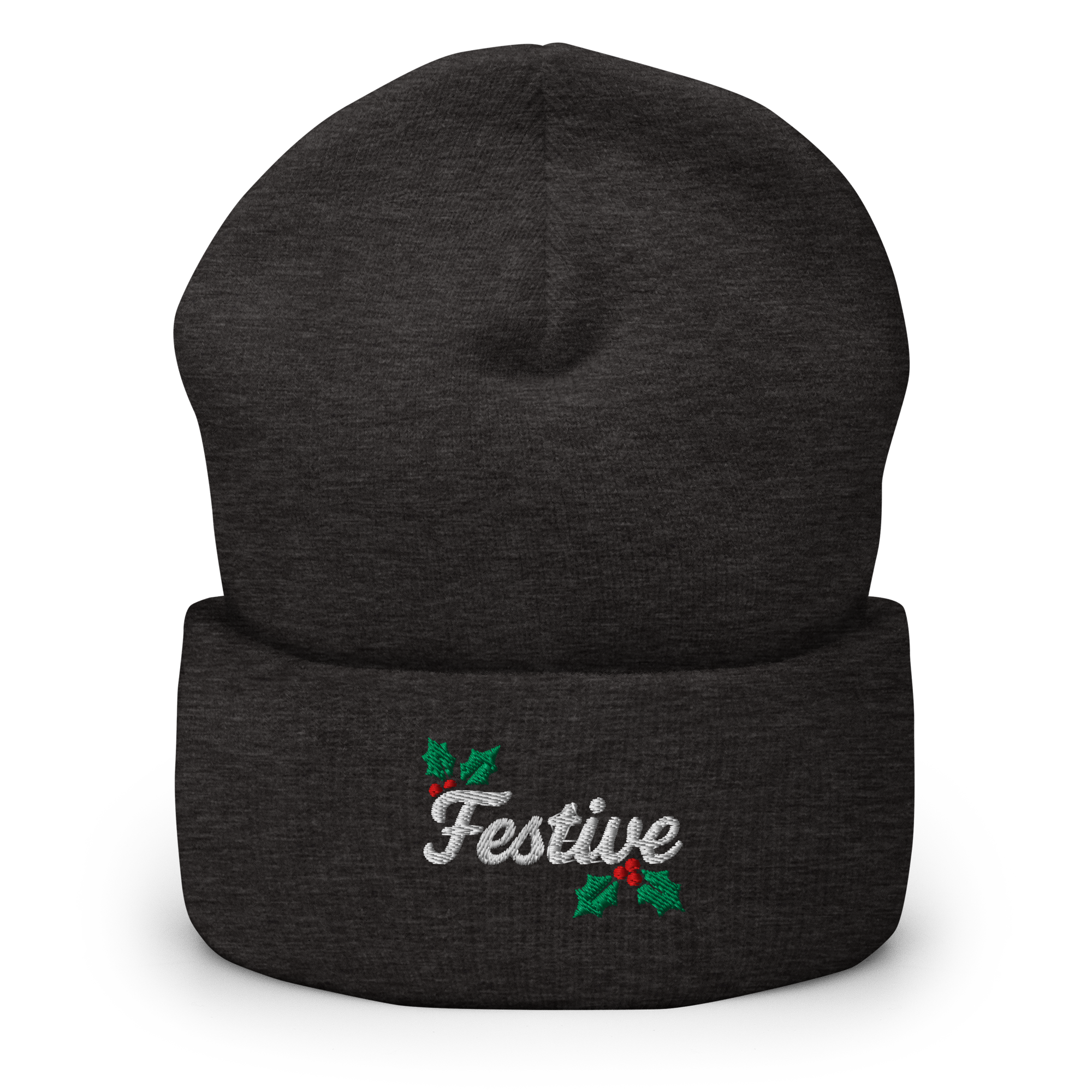Festive Embroidered Cuffed Beanie