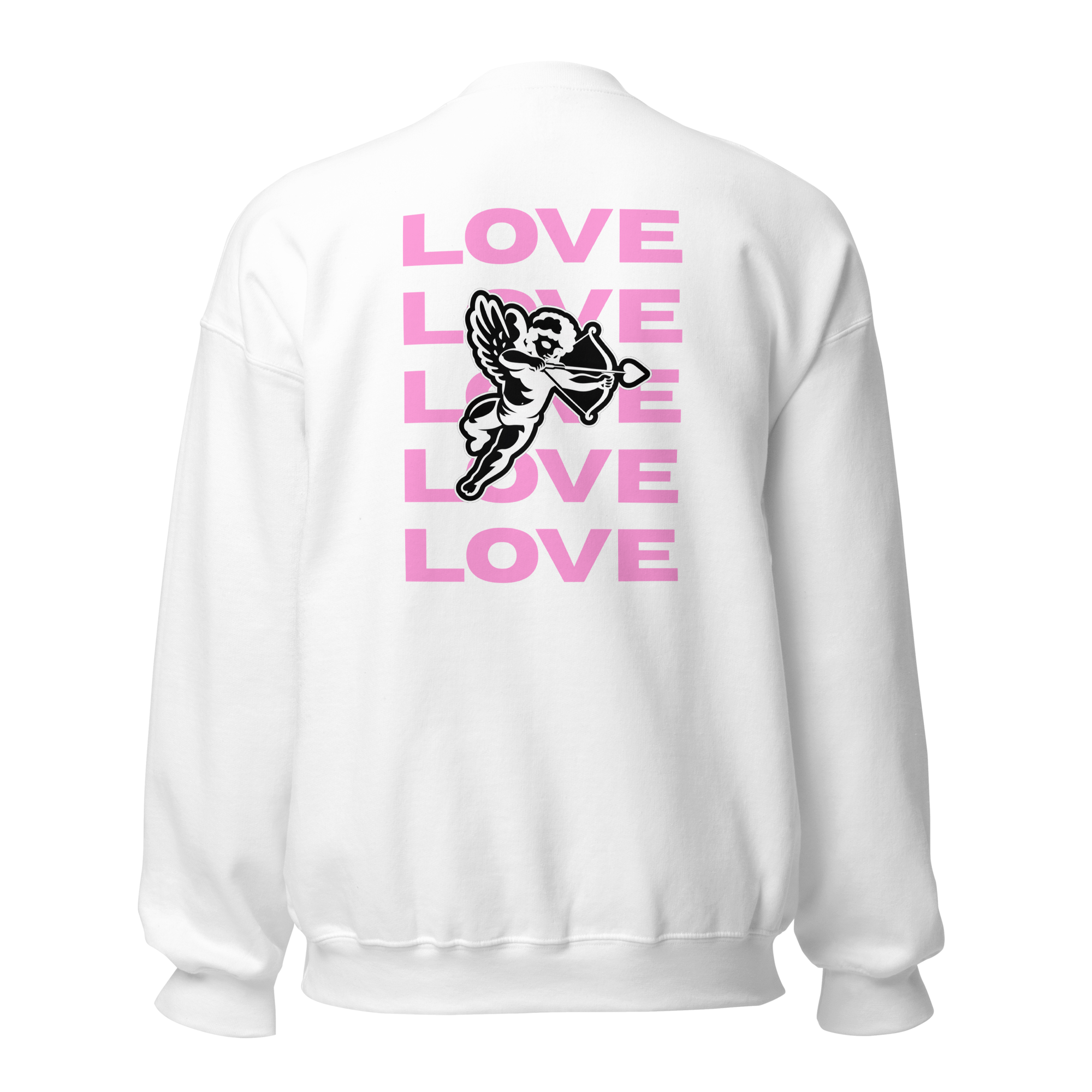 Cupid White Embroidered Unisex Sweatshirt
