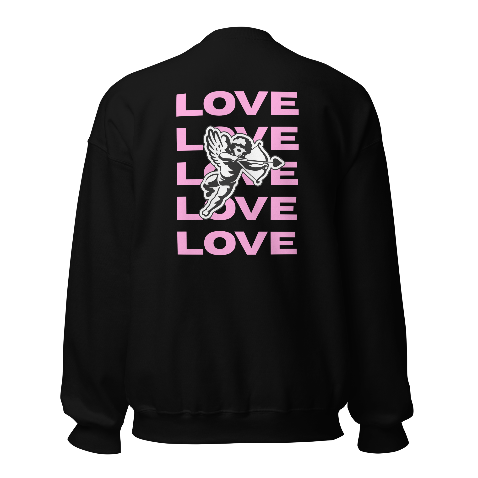 Cupid Black Embroidered Unisex Sweatshirt