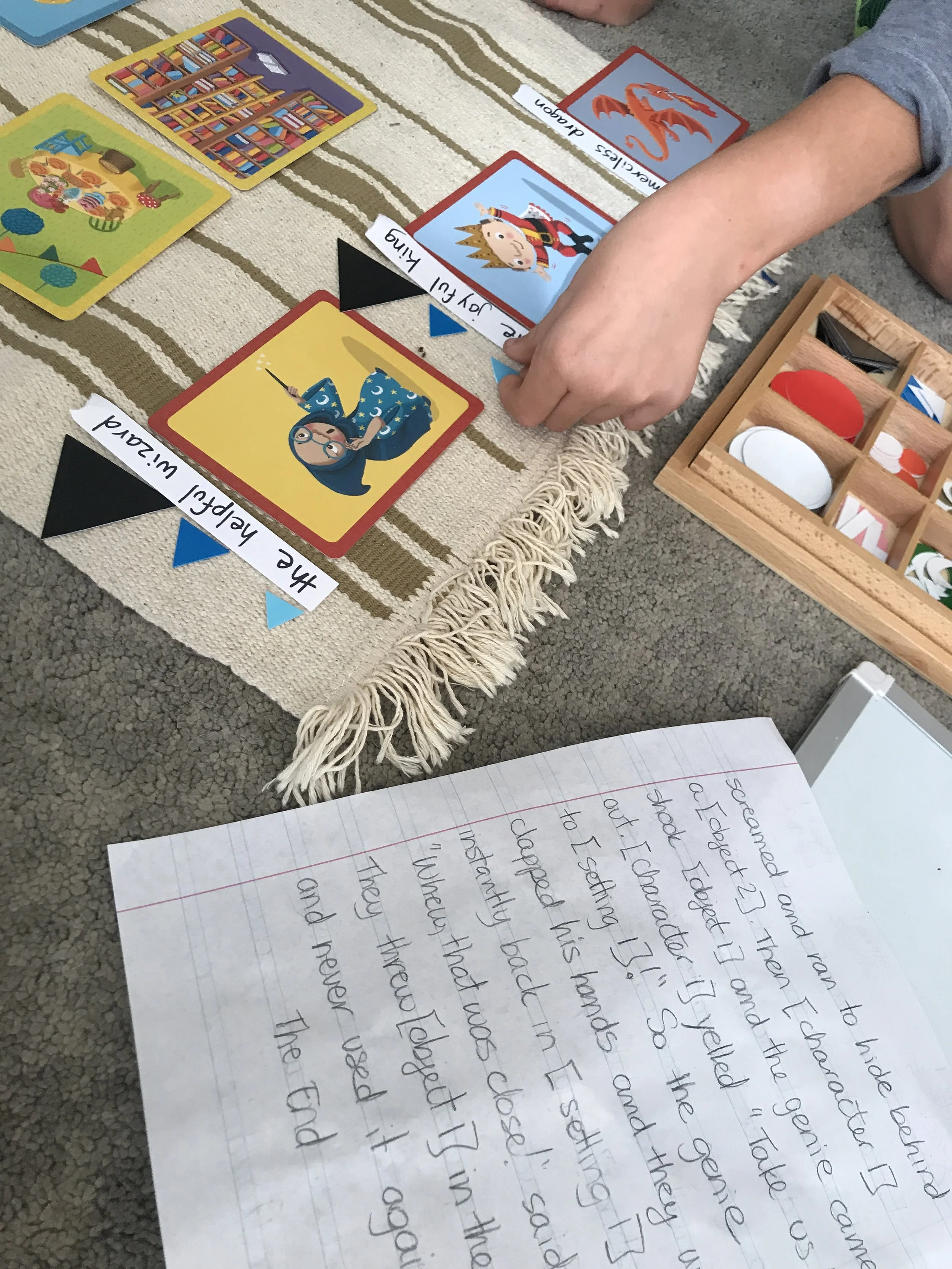 children receive a Montessori grammar lesson in homeschool