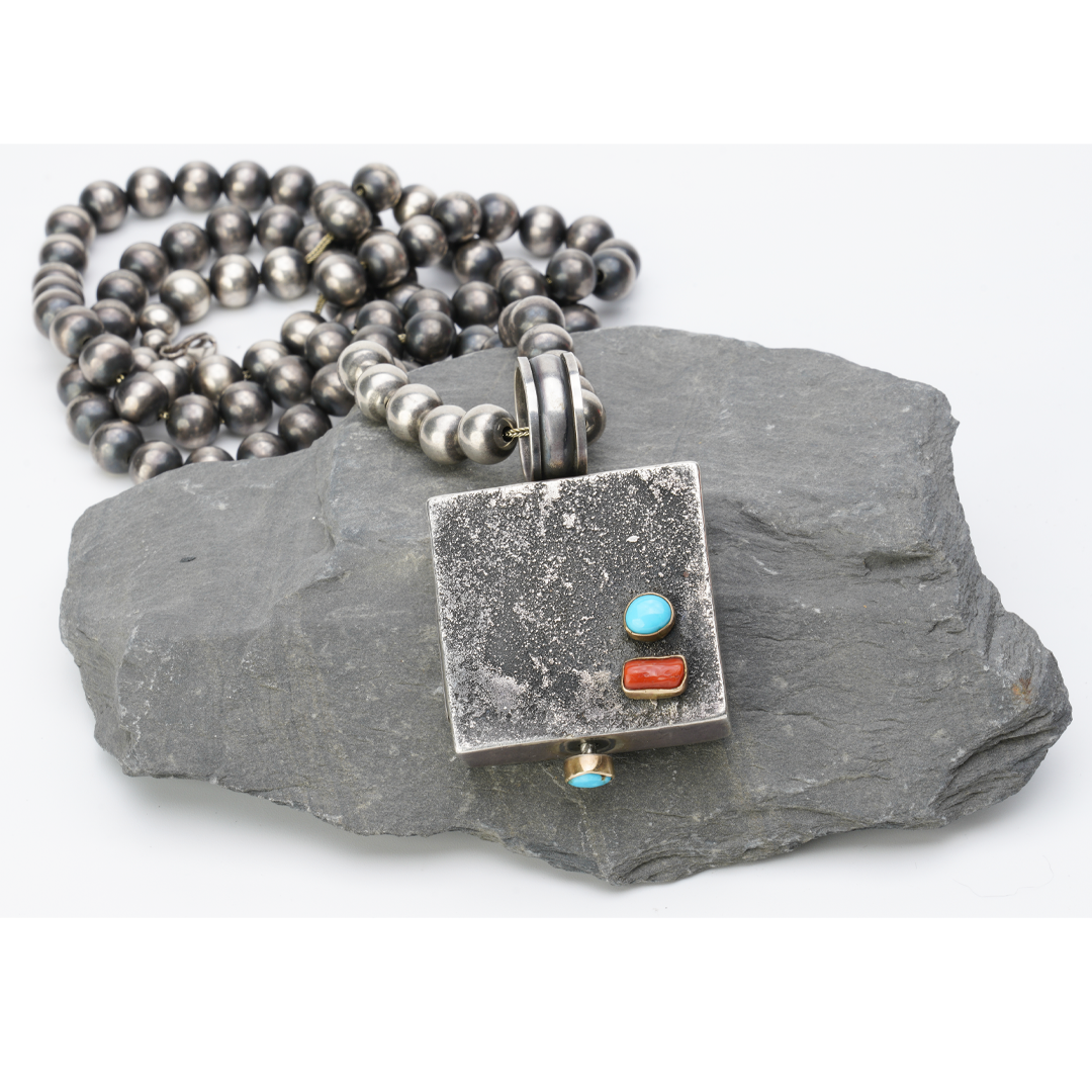 Silver Artichoke pendant and beaded necklace