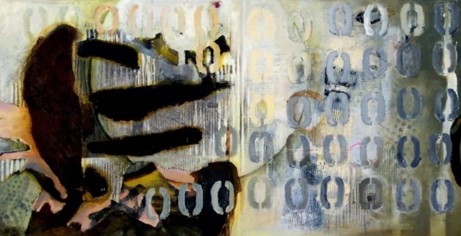  Sequentia #10 (diptych)  Mixed Media on Panels 15"x30" 2002