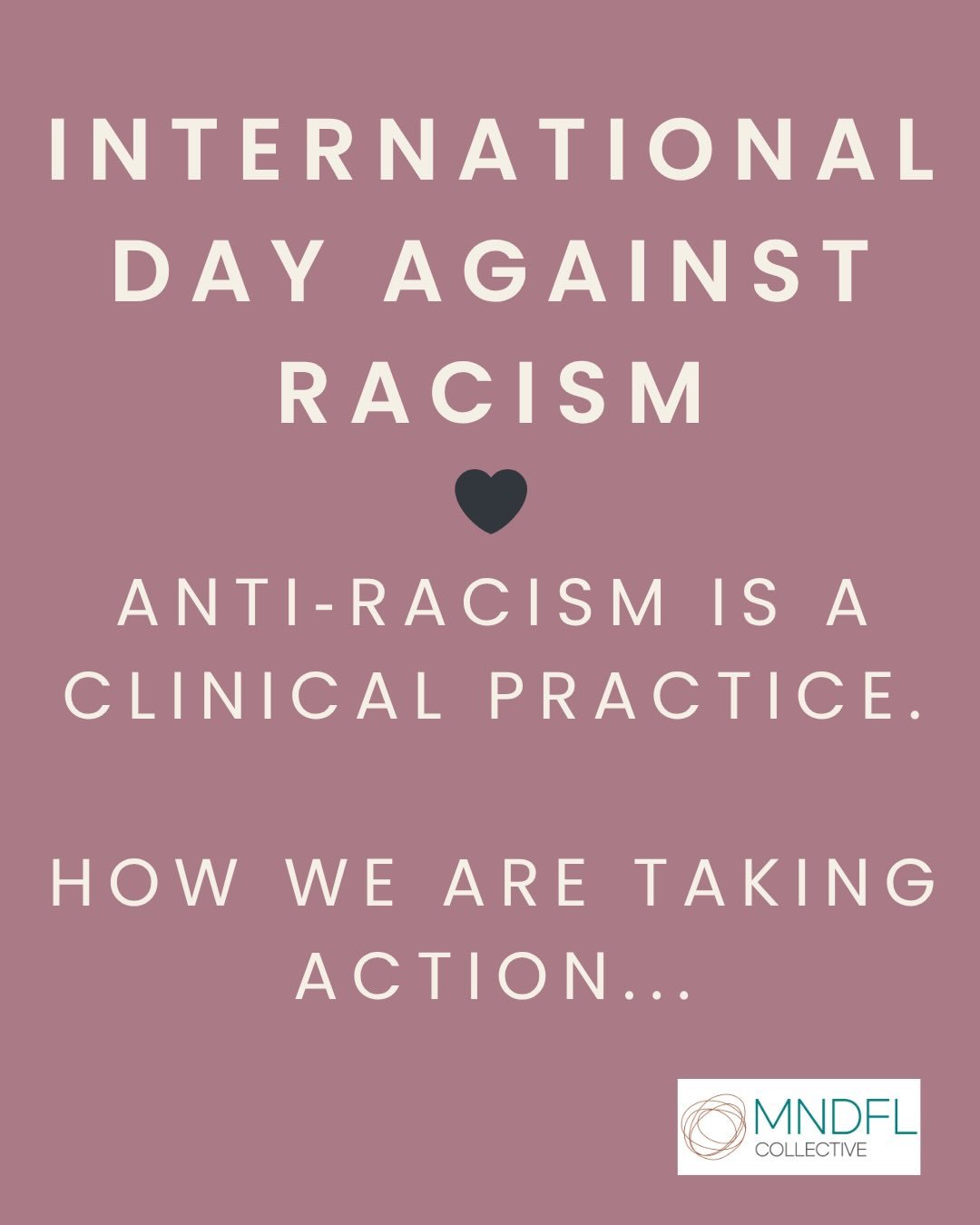 Today is International Day for the Elimination of Racial Discrimination 🖤

Anti-racism is a clinical responsibility. 

Mental health care exists within systems shaped by racism and we have a duty to challenge that. Our clients simply don&rsquo;t wal