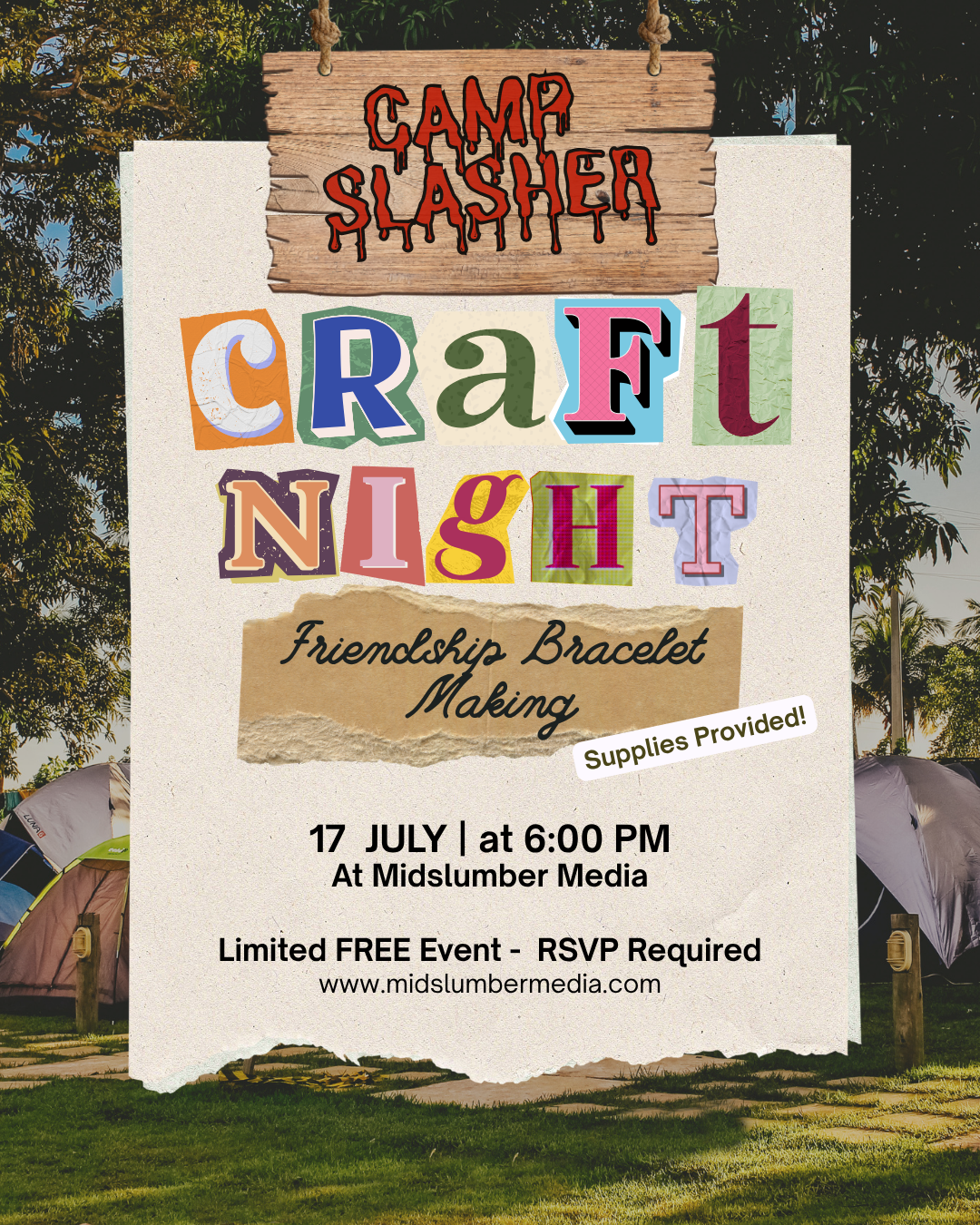 Camp Slasher Craft Night: Friendship Bracelet Making