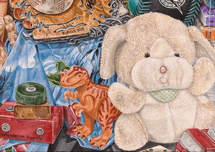 Kootzie with Orange Dinosaur Acrylics 9 1/4" x 13"