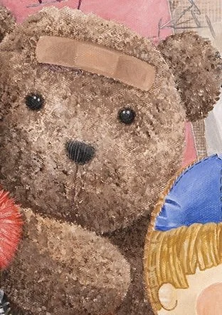 Brown Bear with Band Aid Acrylics 5 3/4" x 8 1/2"