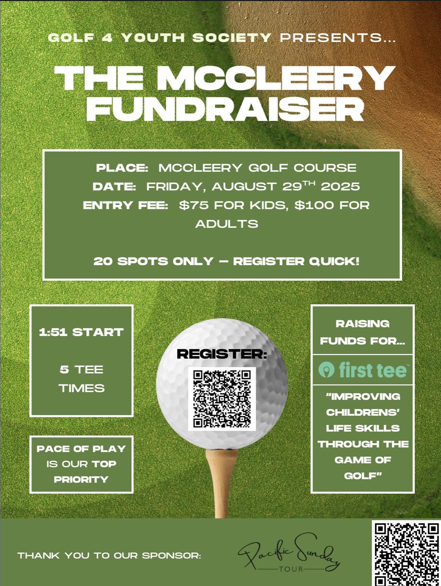 🚨The McCleery Fundraiser🚨is officially open for registration! Sign up for a day of golf, friends, prizes, and refreshments! 09/29/2025 ⛳️