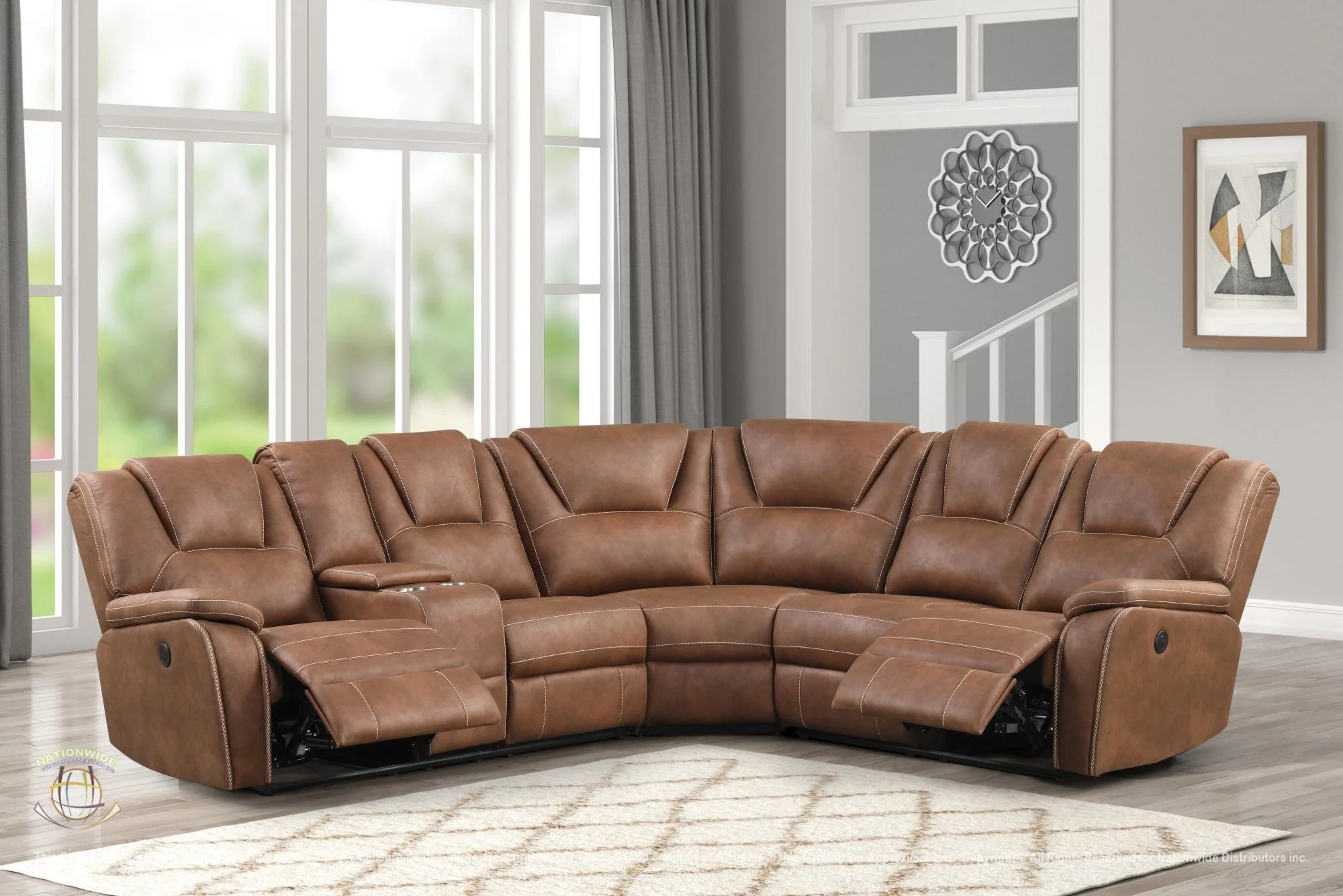3PC Power Recliner Sectional $2,100 (U164)

Color: Saddle Brown
Features:
Two Power Recliners, USB charging, Storage Console, Cup Holders, Polyester Fabric