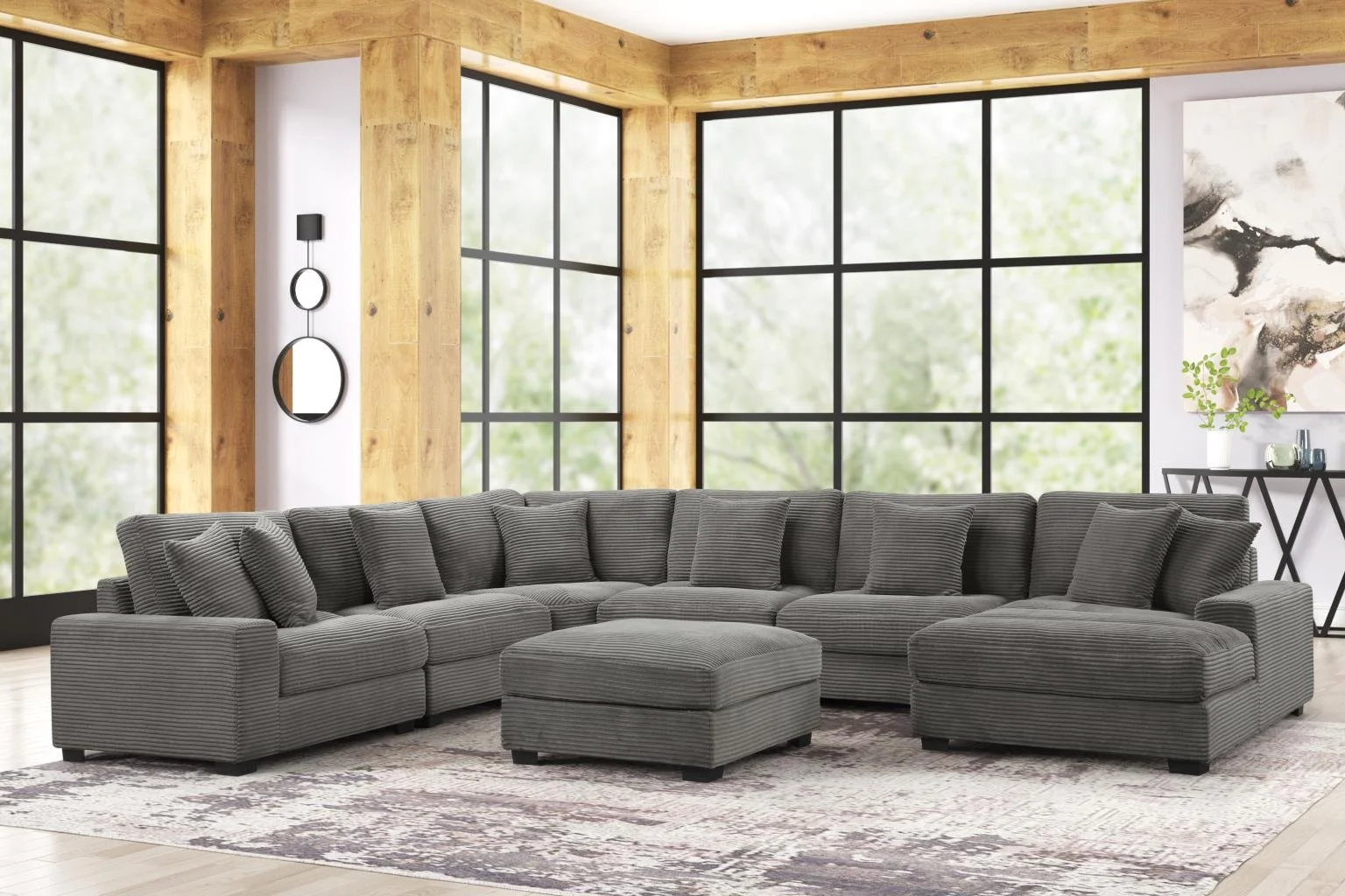 6PC Sectional $2,500 (S516)
Color: Black
Features:
Corduroy Upholstery,
Plush Cushions,
Removable Seat & Back Cushions