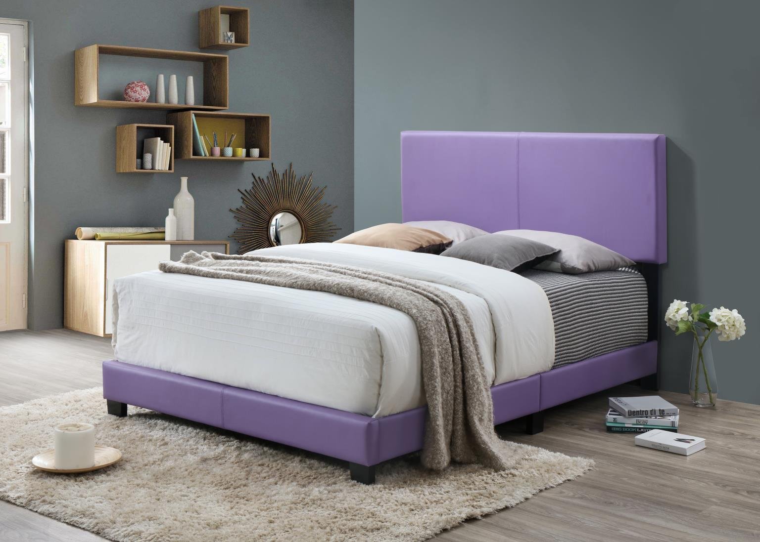 Twin: $140 - Full: $160 (B808)
Color: Purple
Features: Upholstered, Platform, Topical Wood Frame
