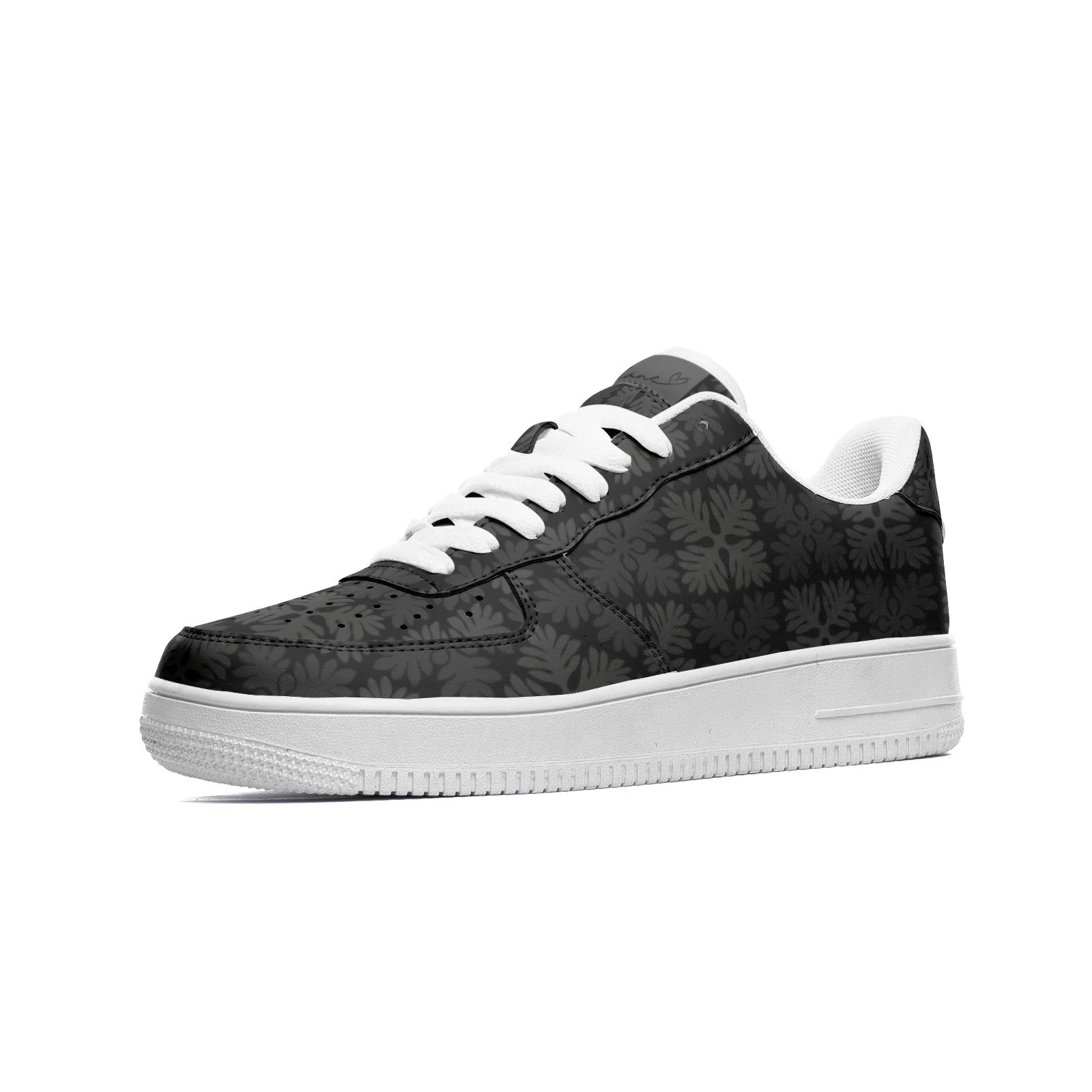 ‘Ulu Quilt (Blk/Gry) Unisex Low Top Leather Sneakers