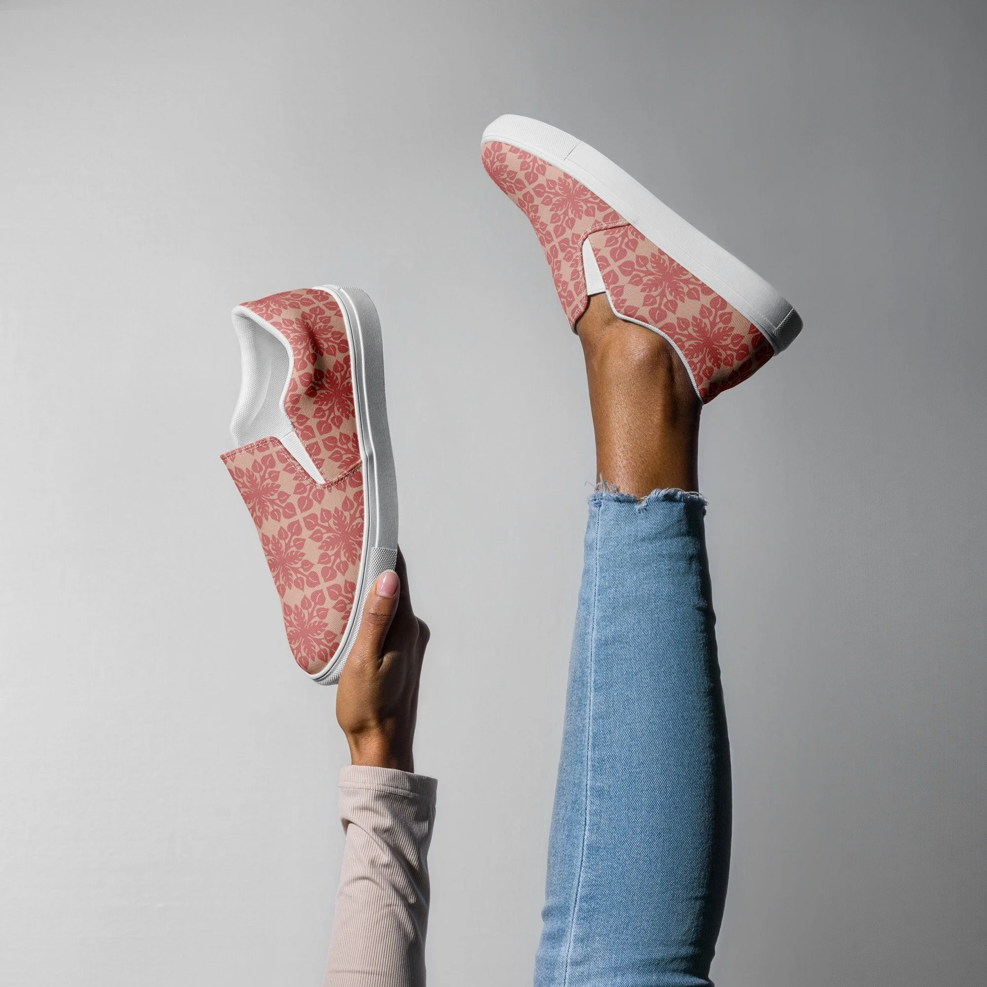 Anthurium Quilt Women’s Slip-On’s (Pretty in Pink)