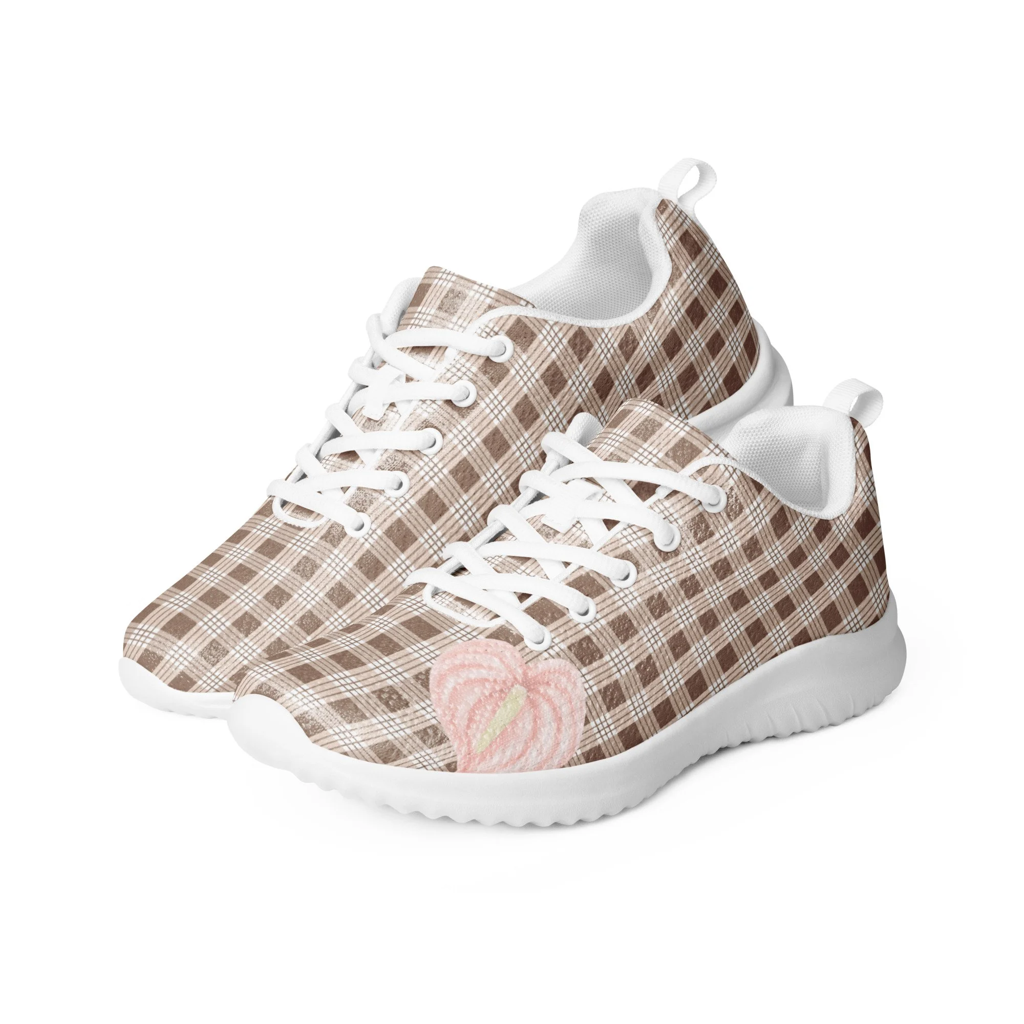 Pink Anthurium Brown Palaka Women’s Athletic Shoes