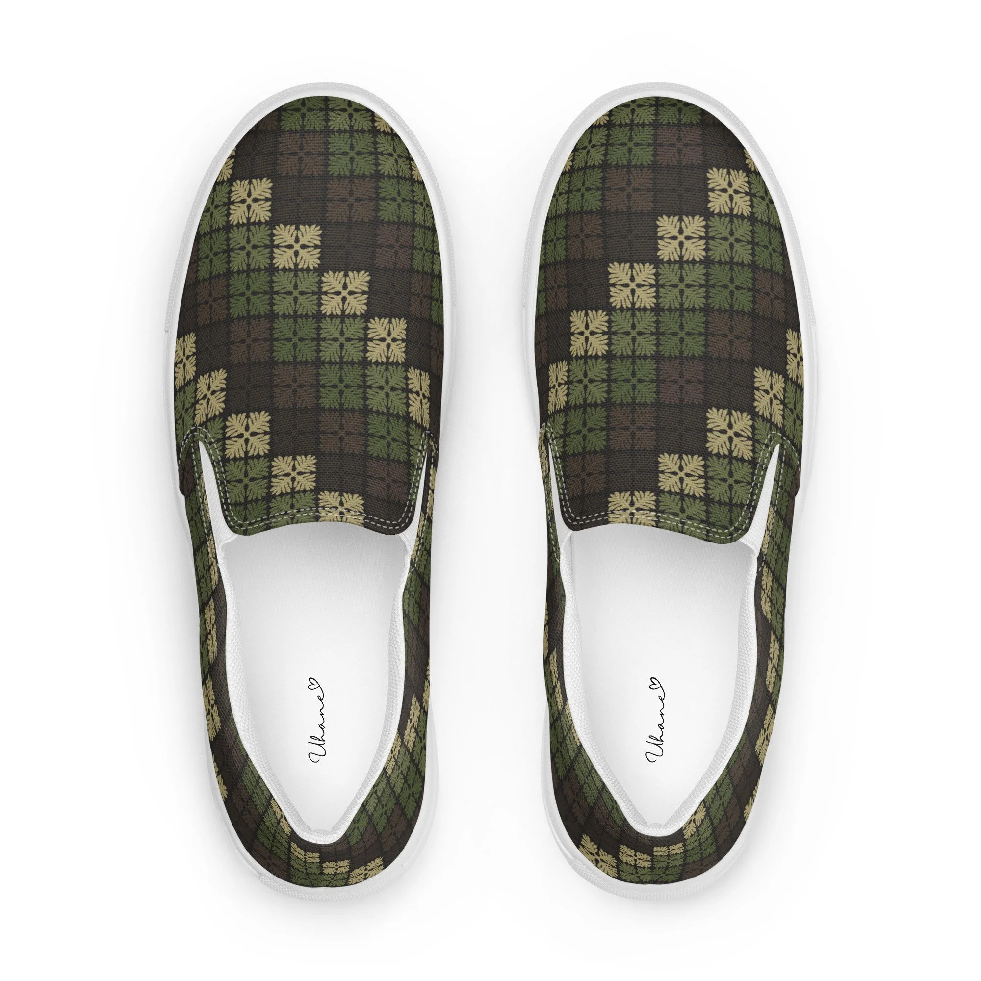ʻUlu Leaf Quilt Digital Camo (Green) – Men’s Slip-Ons