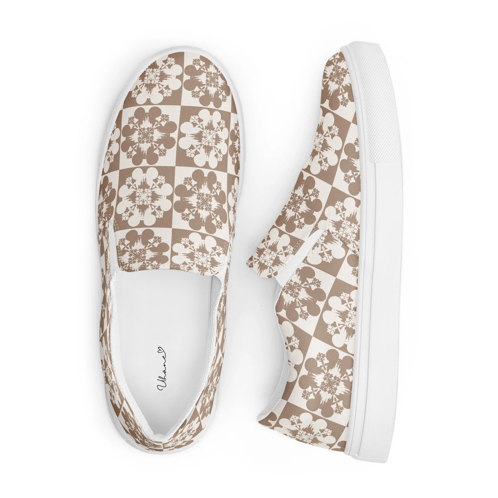 DLC Plumeria Quilt Women’s Slip-On Canvas Shoes (Tanned)