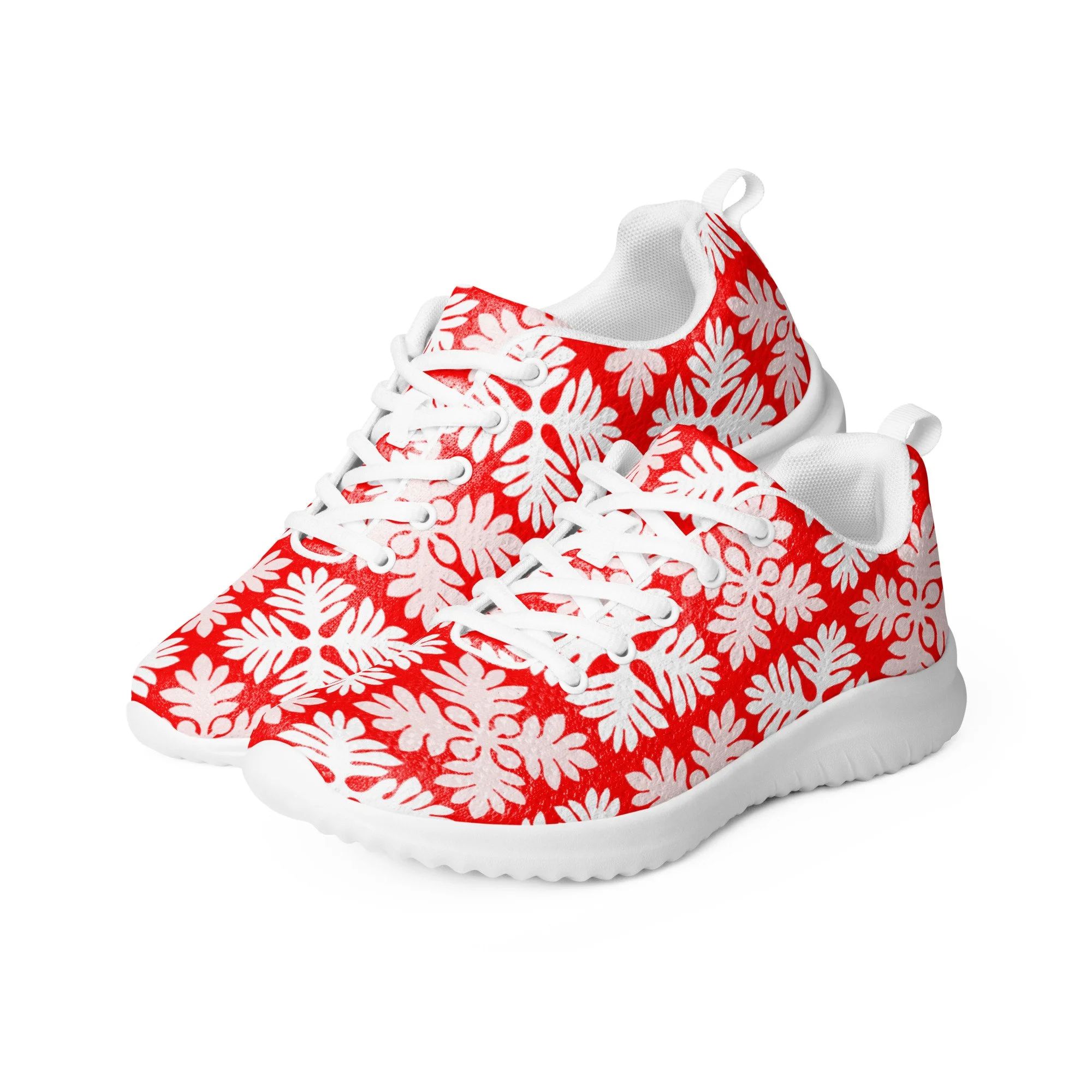‘Ulu Quilt Women’s Athletic Shoes (White on Red)