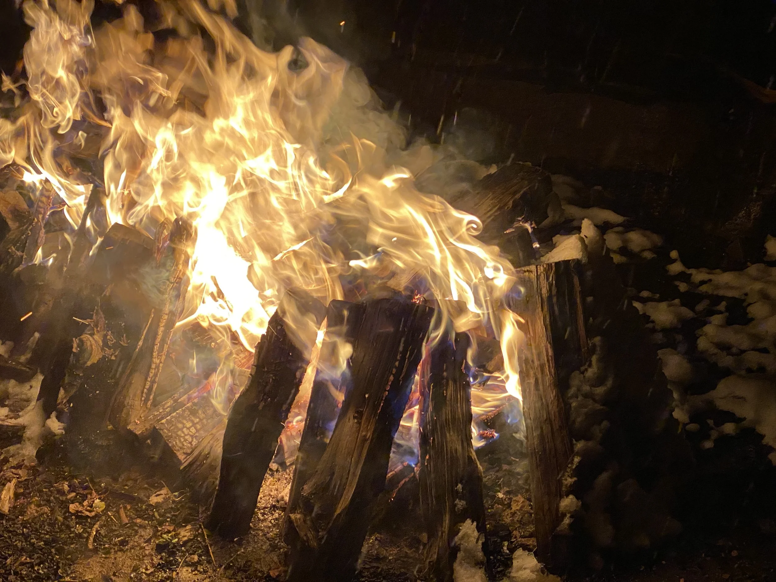A bonfire in the big firepit.