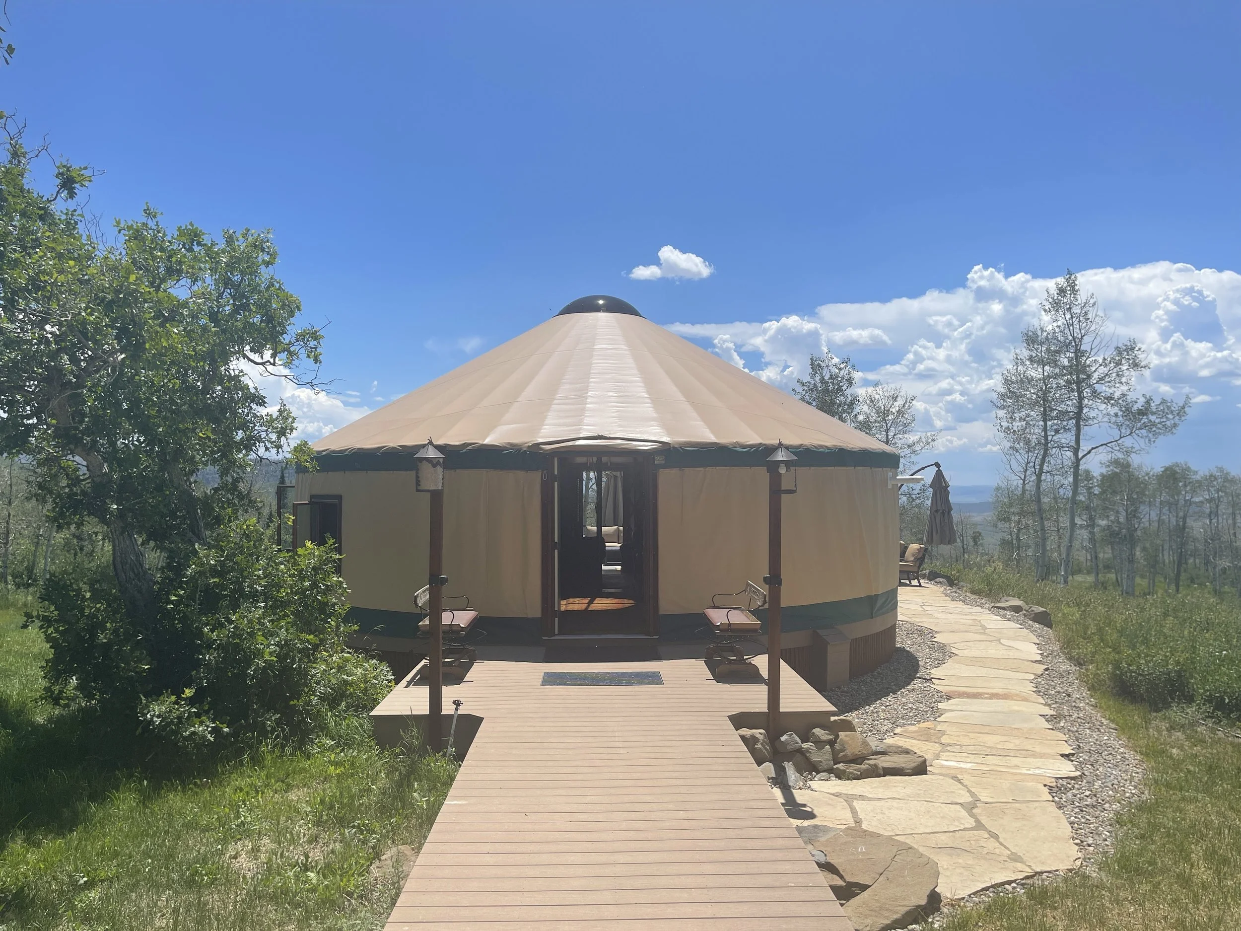Master Yurt: Front walk.