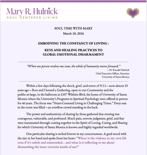 First page of a Soul Time With Mary handout