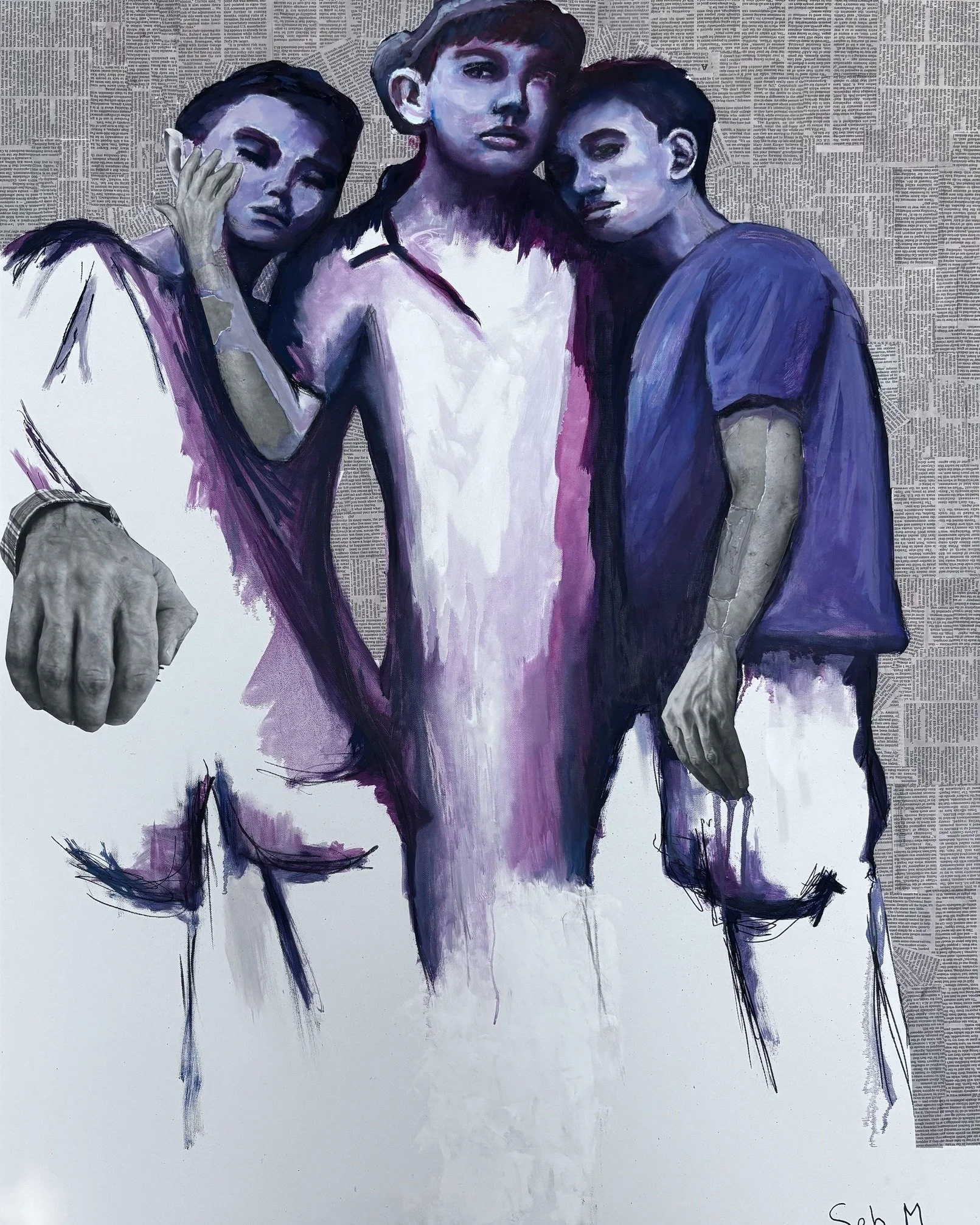 In Comme des frères, three young men stand not as archetypes, but as human beings, open, connected, and unguarded.
This piece challenges what it means to be male in a world that still asks men to withhold tenderness. Too often, society confin