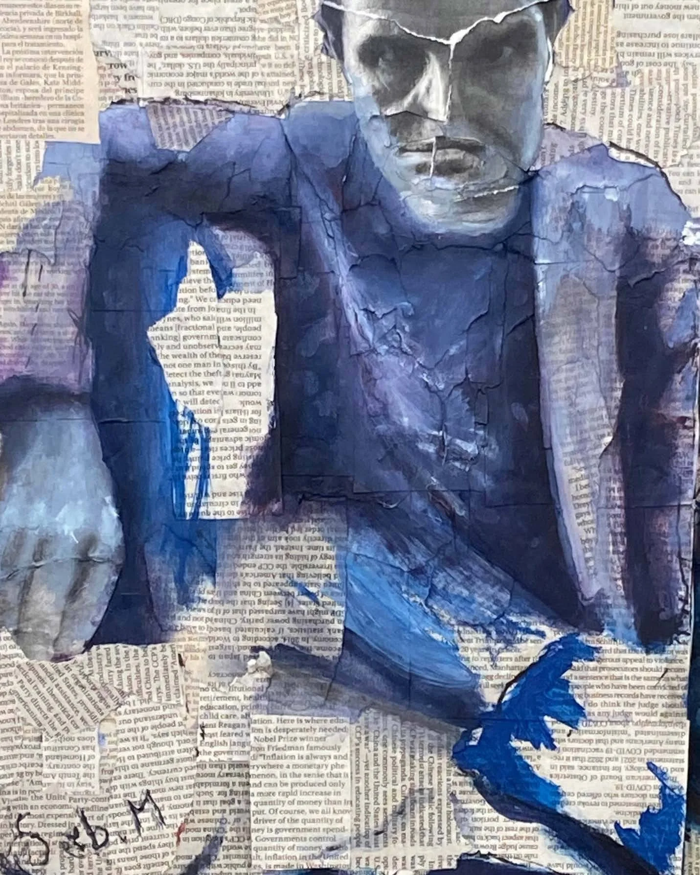 My new artwork "Pieces of Me" is a mixed media painting depicting human fragility and fragmentation of the soul. 

Through layered textures, varied materials, and contrasting colors, the artwork explores how personal experiences and inner s