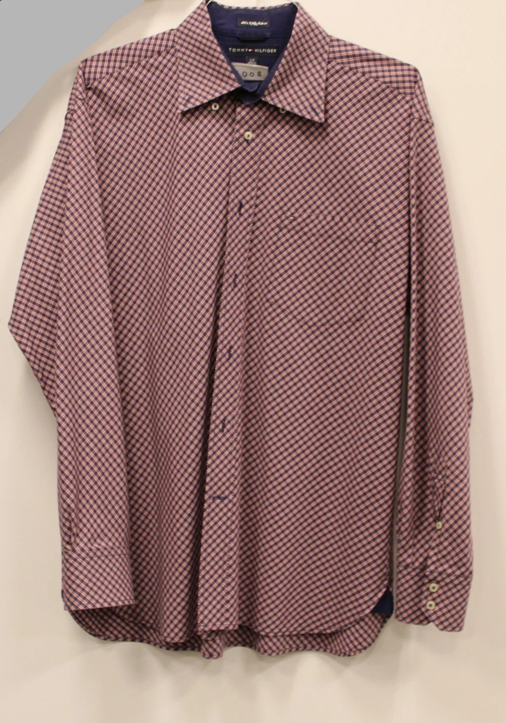 Men's Red/Blue Checkered Dress Shirt: Large