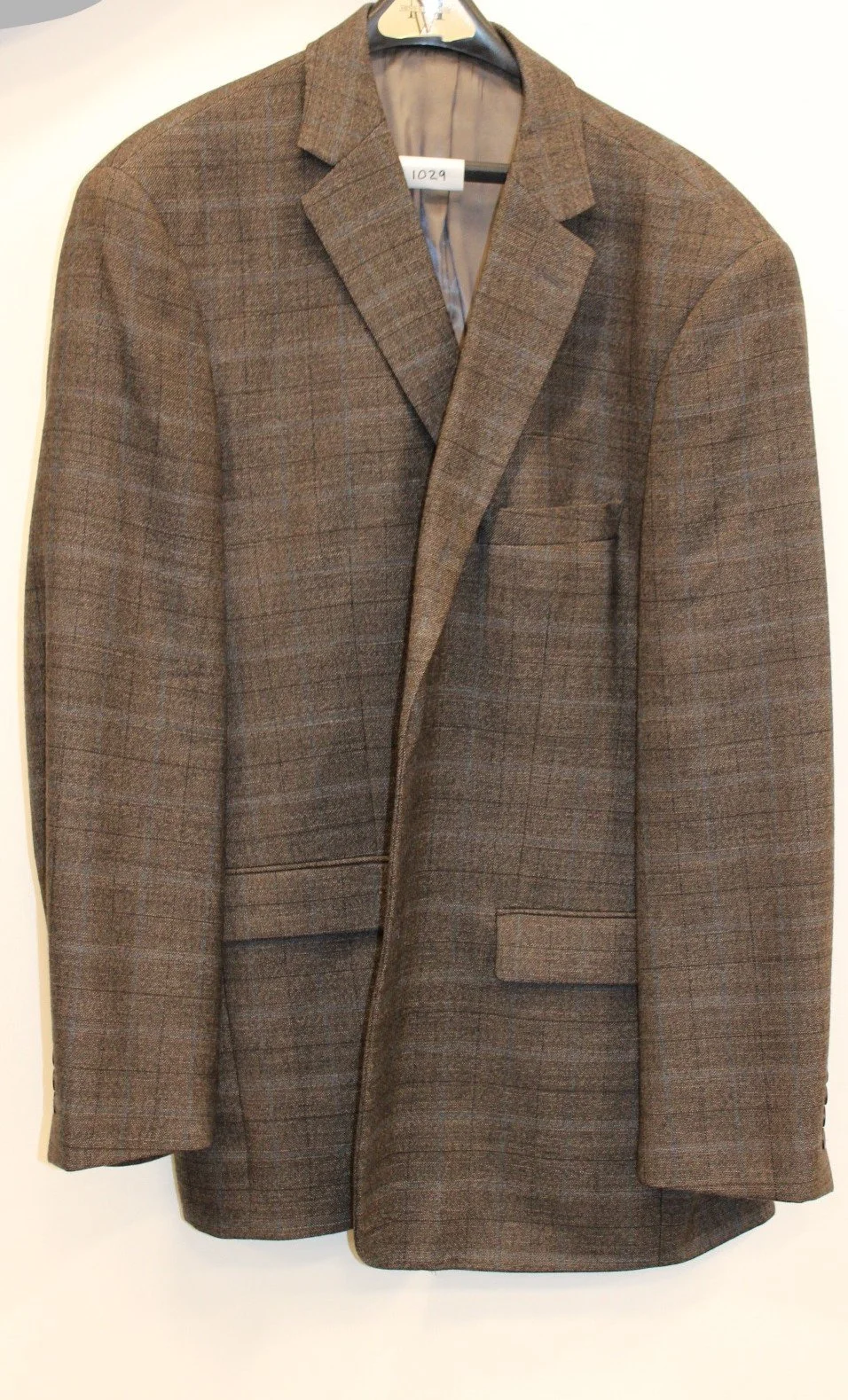 Men's Brown Plaid Jacket: 48 Long