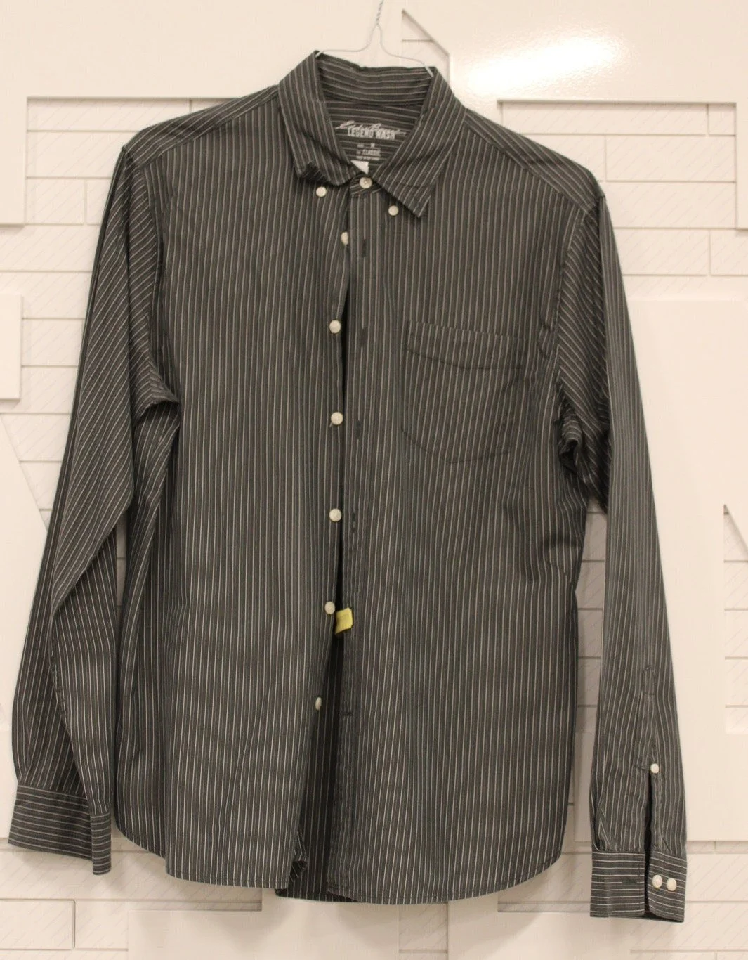 Men's Grey/Black Dress Shirt: Medium