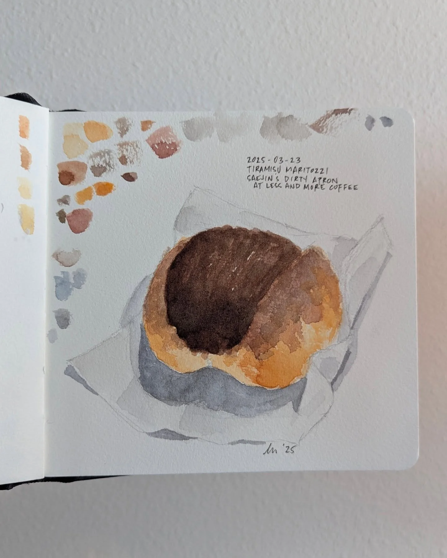Tiramisu maritozzi from @saejinsdirtyapron's pop-up at @lessandmorecoffeeii 🤤🤤

#art #sketch #drawing #painting #foodart #foodsketch #fooddrawing #foodpainting #pastries #maritozzi