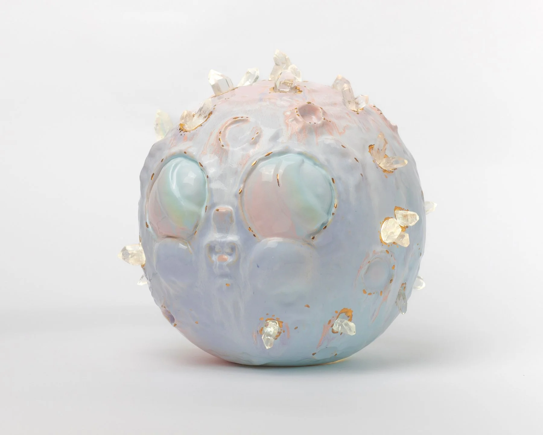 Glazed ceramic sculpture with quartz and light details from the Moonlight series by Maria Imaginário