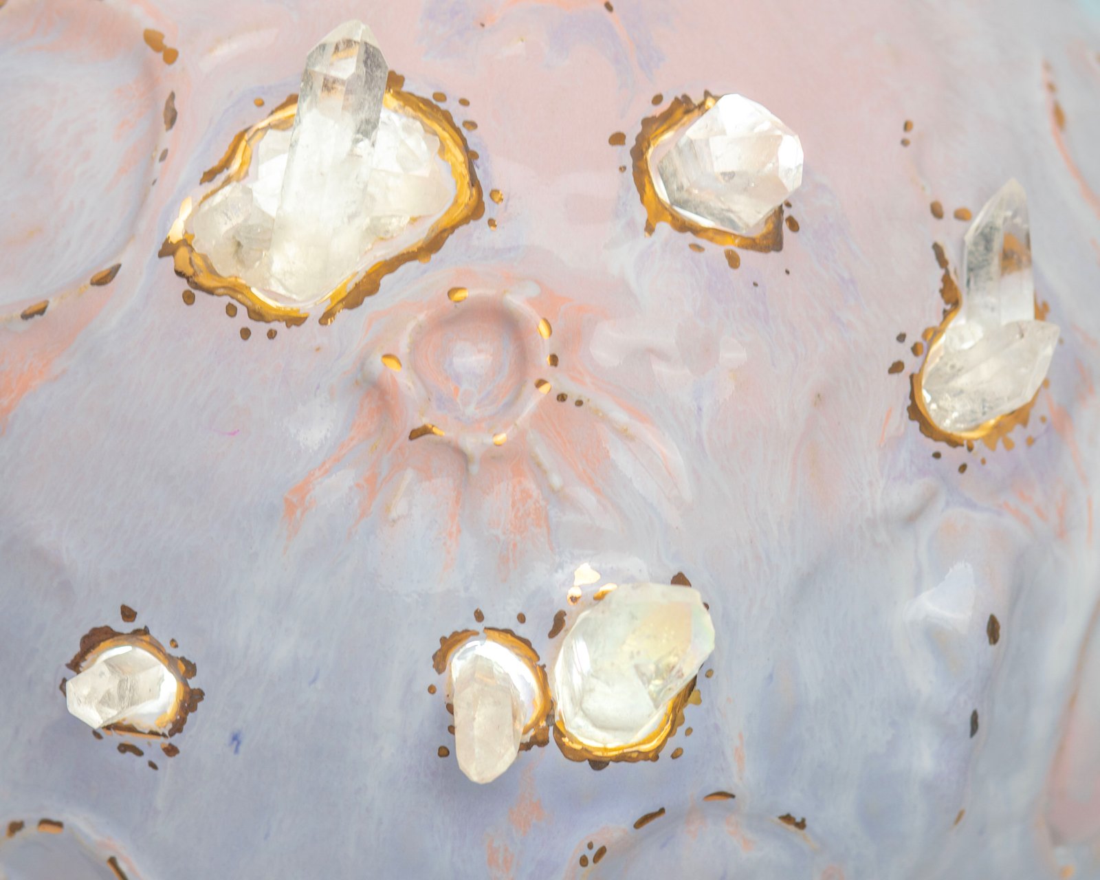 Glazed ceramic sculpture with quartz details from the Moonlight series by Maria Imaginário