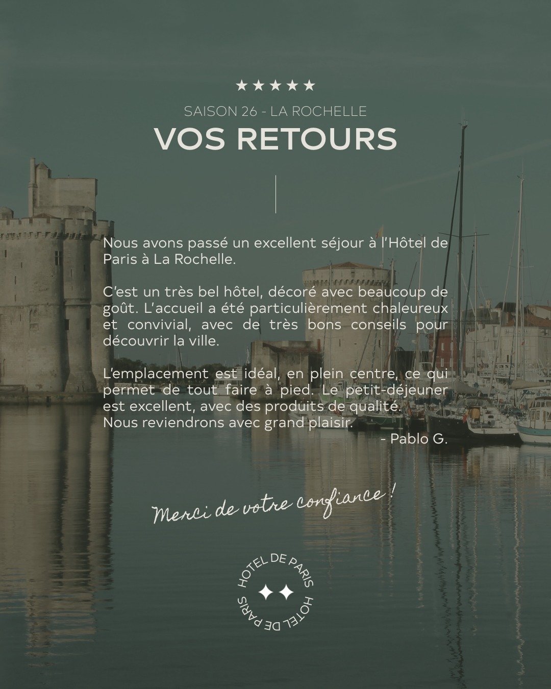 💛 Votre satisfaction est notre priorit&eacute;, vos retours sont notre plus belle r&eacute;compense. 💛

Merci pour votre confiance et &agrave; tr&egrave;s bient&ocirc;t !

📲 Pour votre prochain s&eacute;jour, pensez &agrave; r&eacute;server en dir