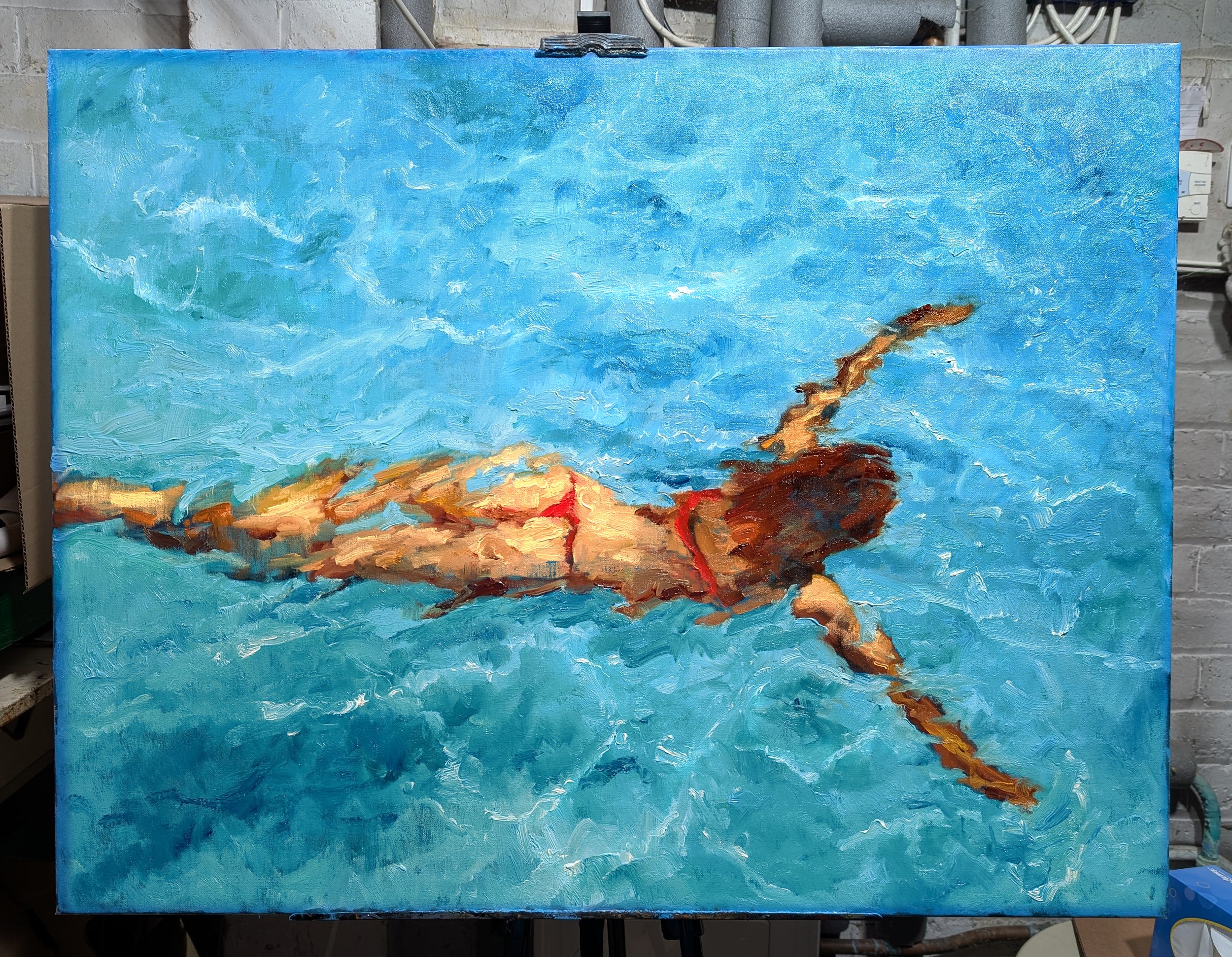 "Swimming" - Original Oil Painting